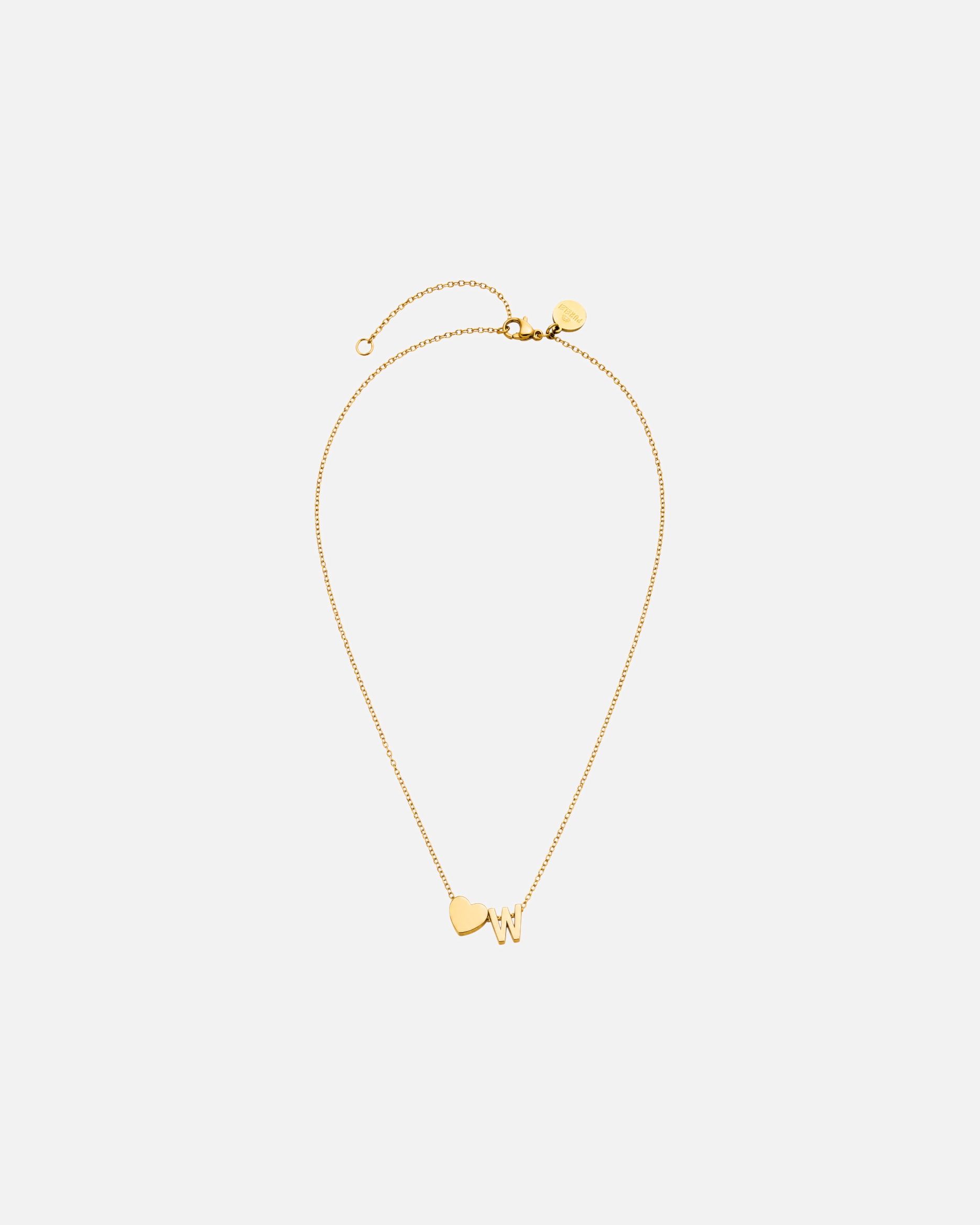 Collana di Unisex Purelei Letter Heart W Collana 100% acciaio inossidabile Argento