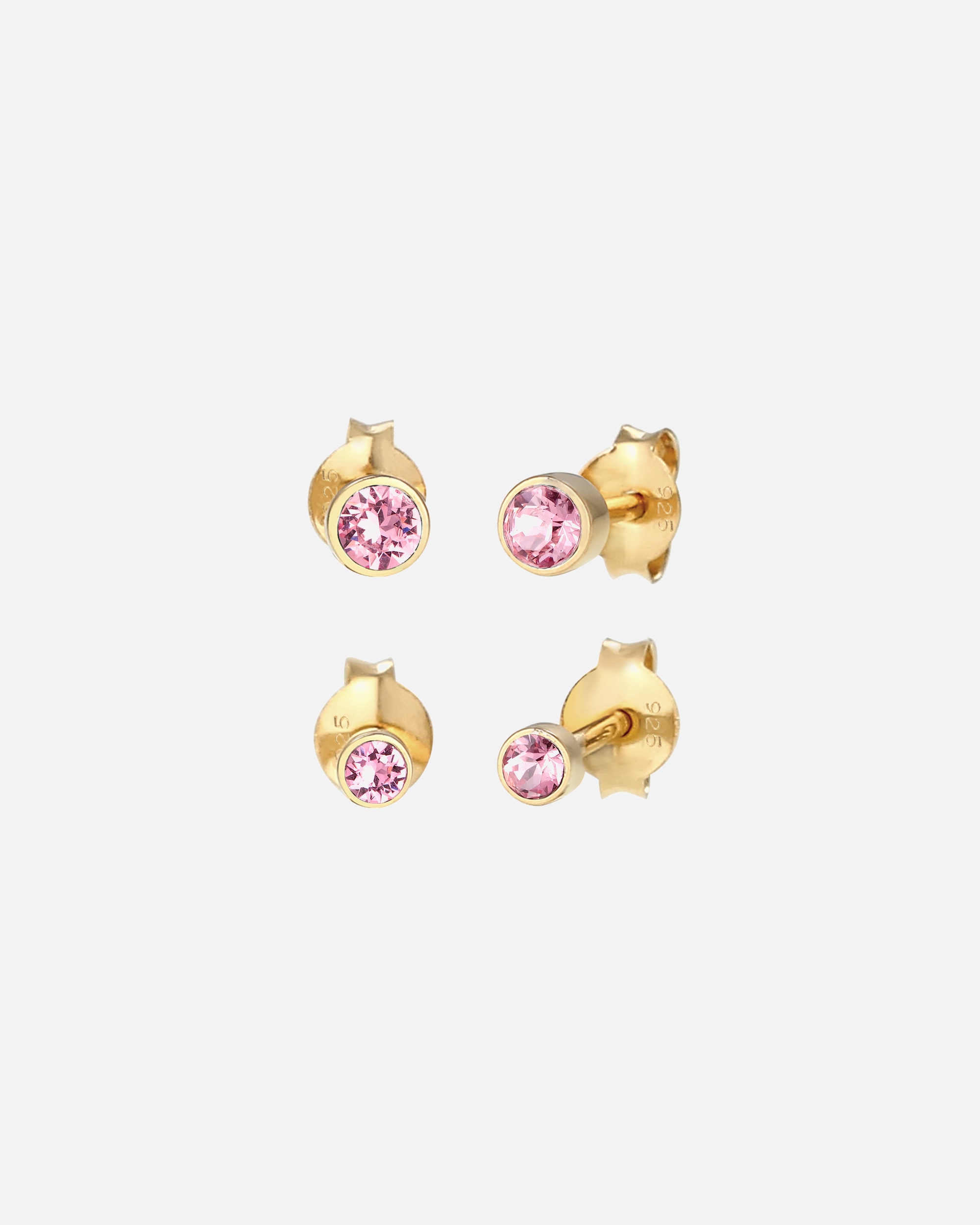 Orecchini di Femmina Elli Donne Orecchini a perno set di 2 con cristallo rosa in argento sterlino 925 goldfarben