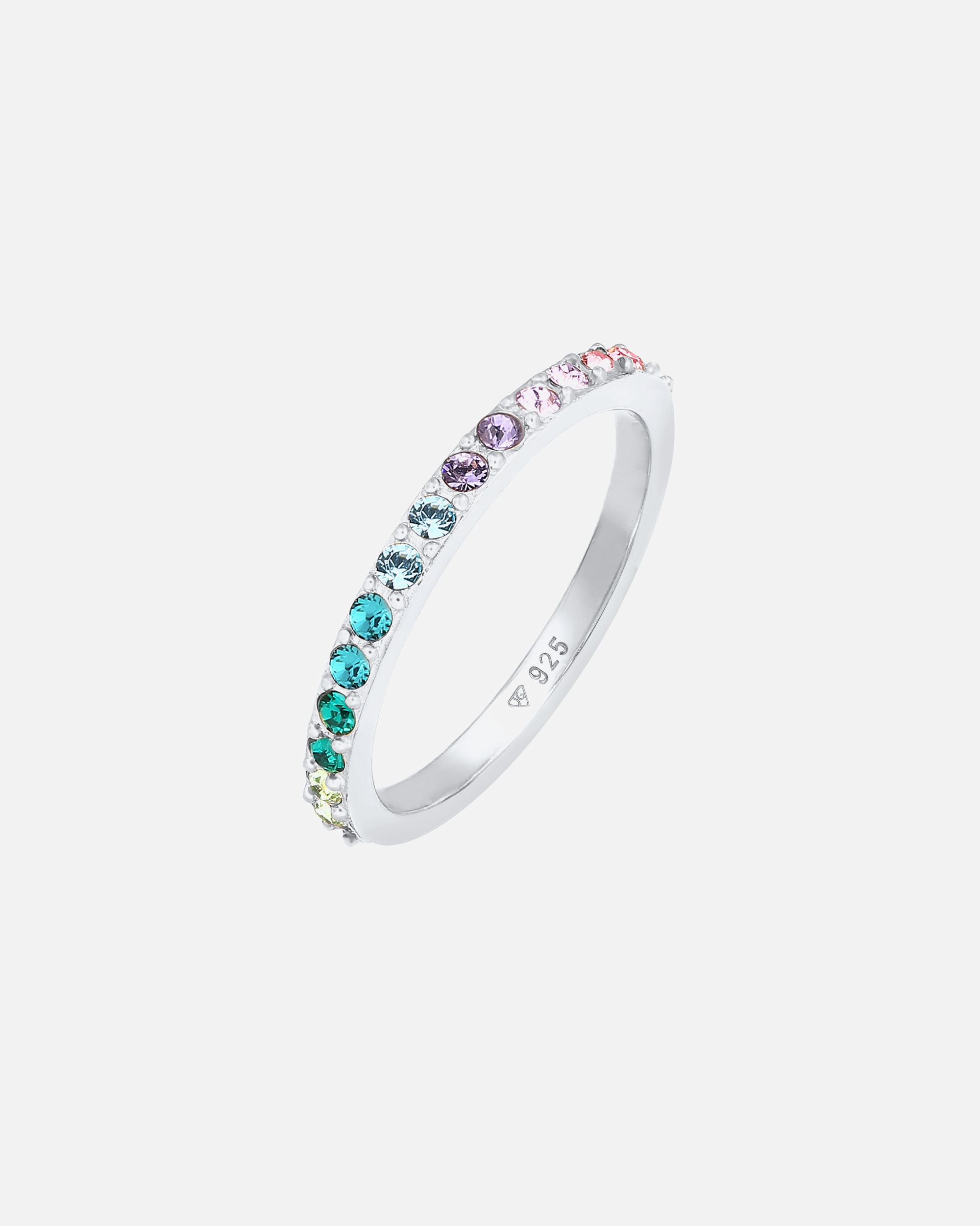Anello di Femmina Elli Banda Arcobaleno Multicolore Elegante Tendenza con Cristalli in Argento Sterling 925 56