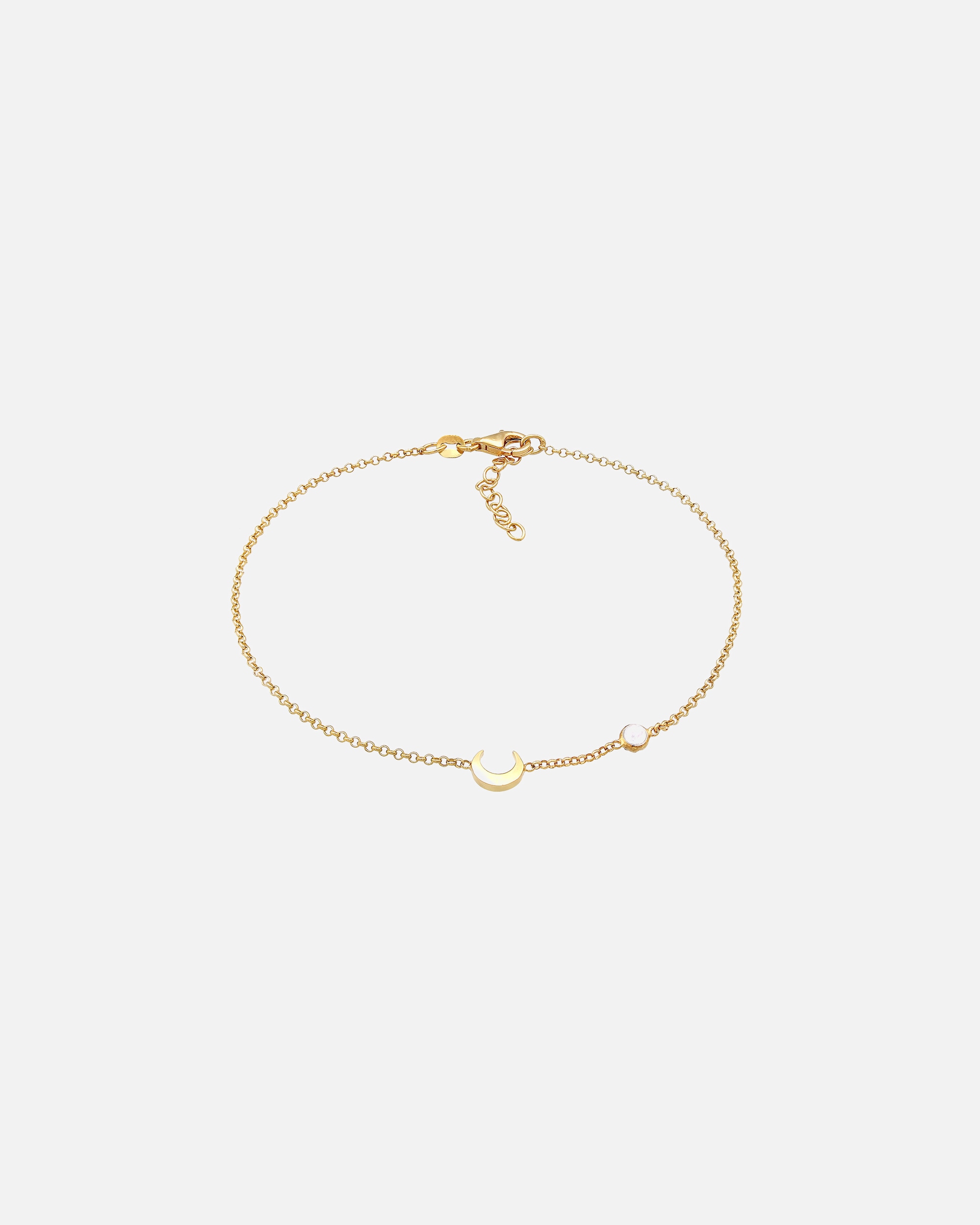 Gioielleria di Femmina Elli Cavigliera Mezza Luna Astro con pietra di luna in Argento Sterling 925 goldfarben