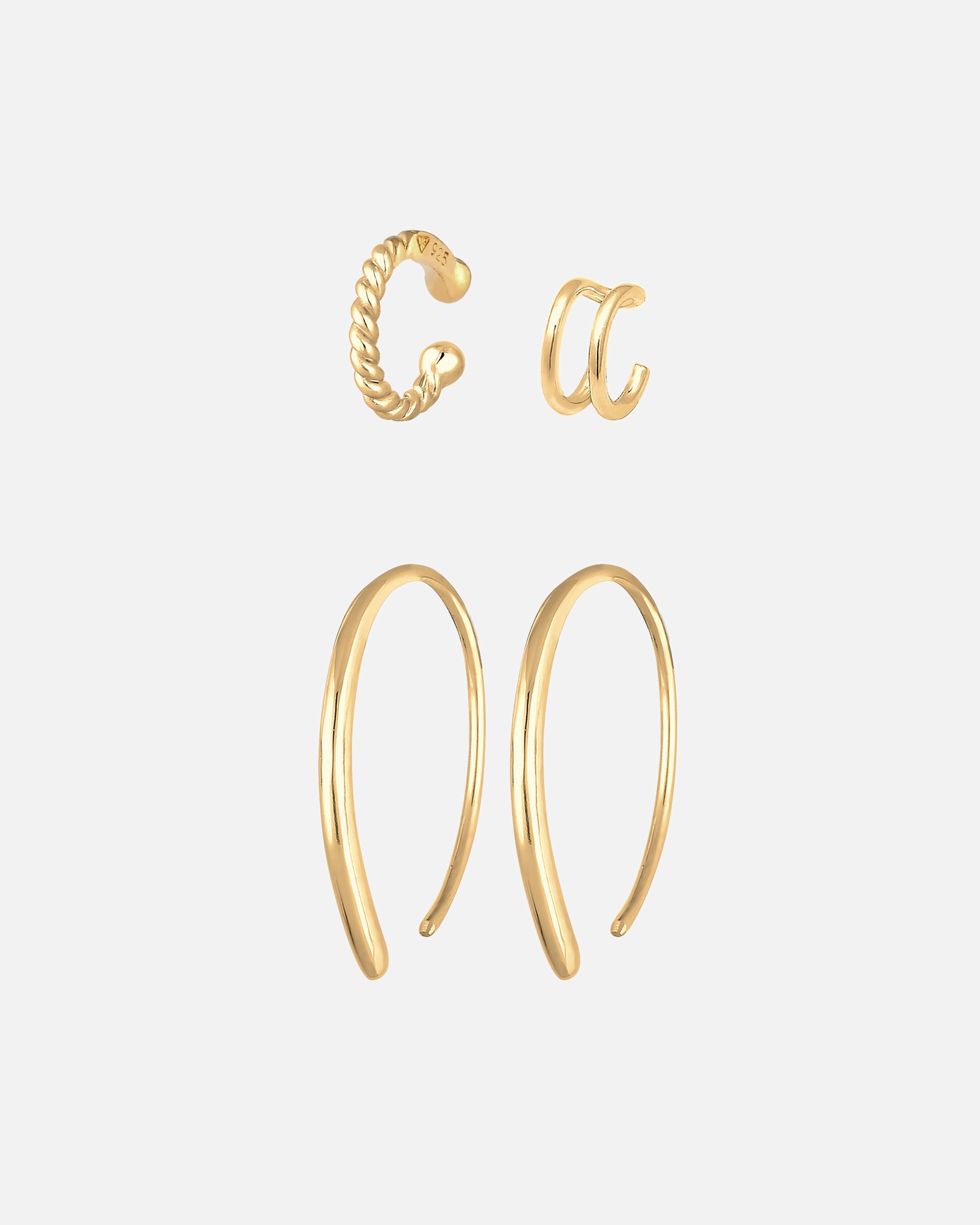 Orecchini di Femmina Elli Creolo Earcuff Set di base Blogger Trend in argento sterling 925 goldfarben