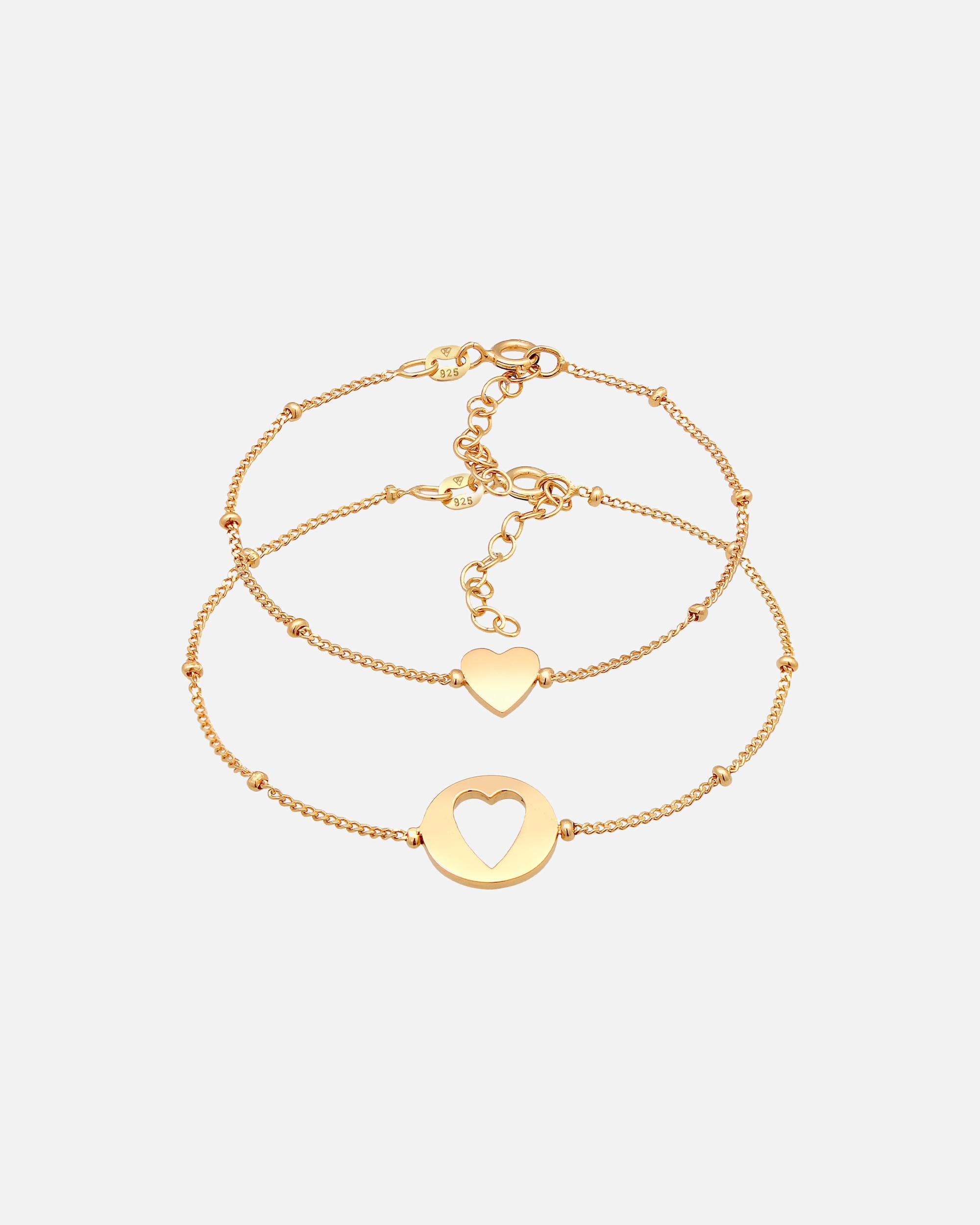 Braccialetto di Femmina Elli Cuore Cut Out Madre e figlia Set di base in argento sterling 925 goldfarben