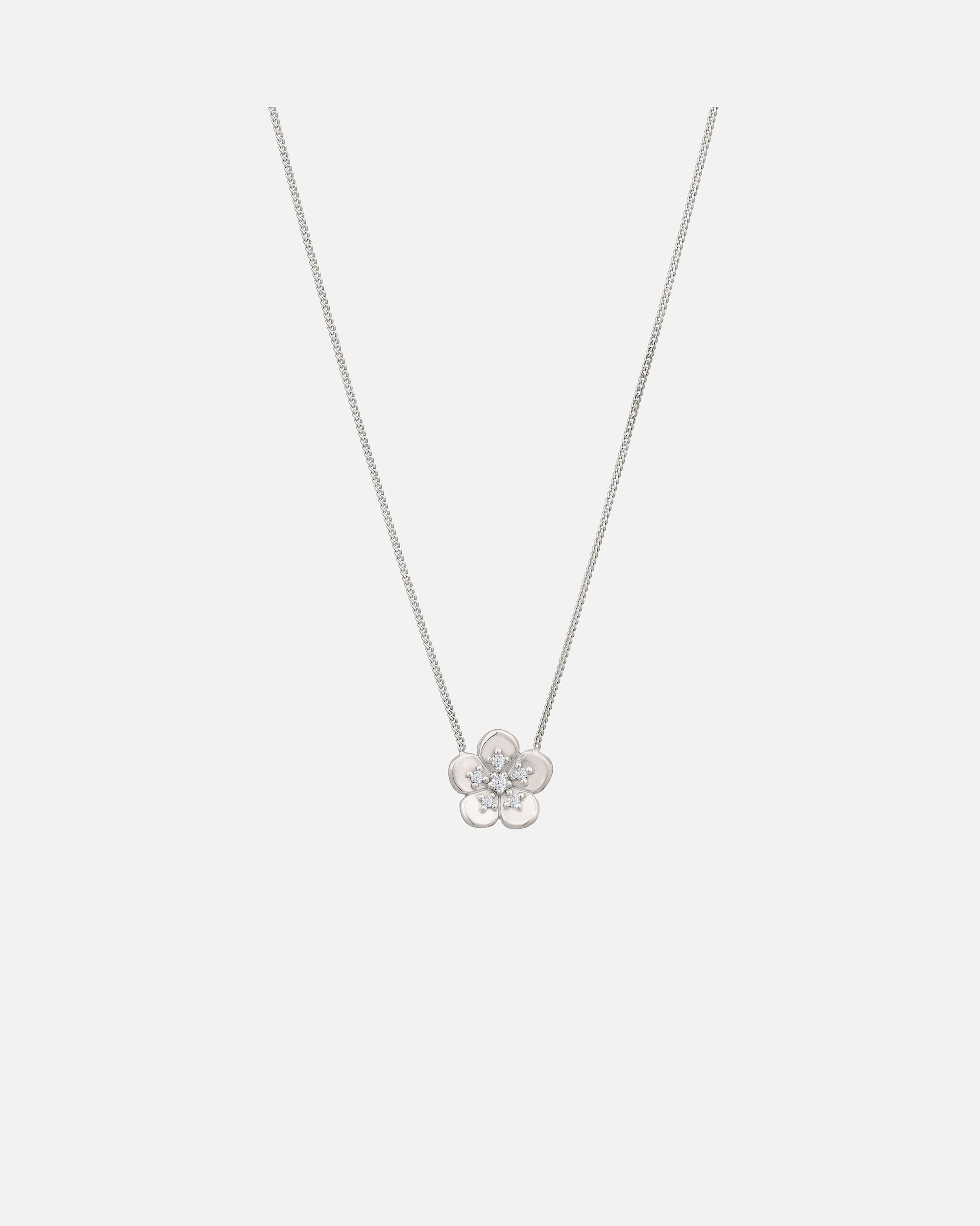 Collana di Femmina Elli DIAMONDS Collana corta con diamanti Fiore Diamante creato in laboratorio Bianco Taglio brillante (0.135 ct) 925 Sterling Silver 45