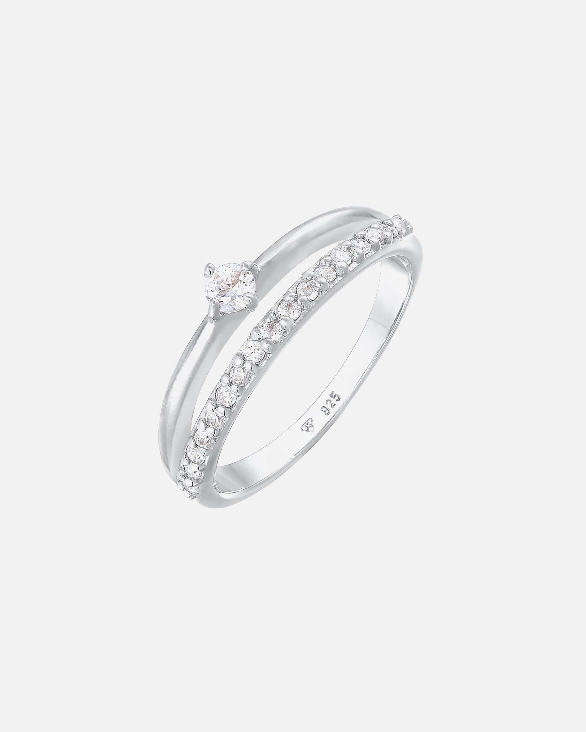 Anello di Femmina Elli Anello di fidanzamento Solitario Scintillante con cristalli di zirconia in Argento Sterling 925 52