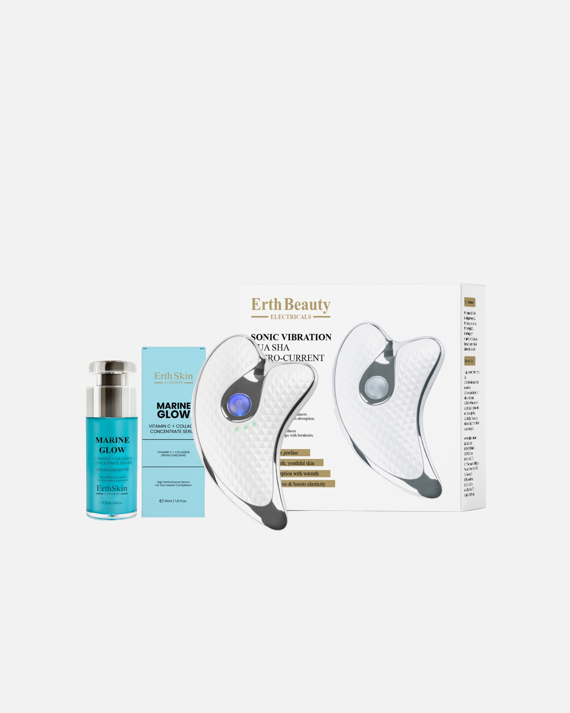 Dispotivo Massaggio Viso di Unisex ErthSkin London Gua Sha Microcorrente Duo Vitamina C Collagene 1 Stück