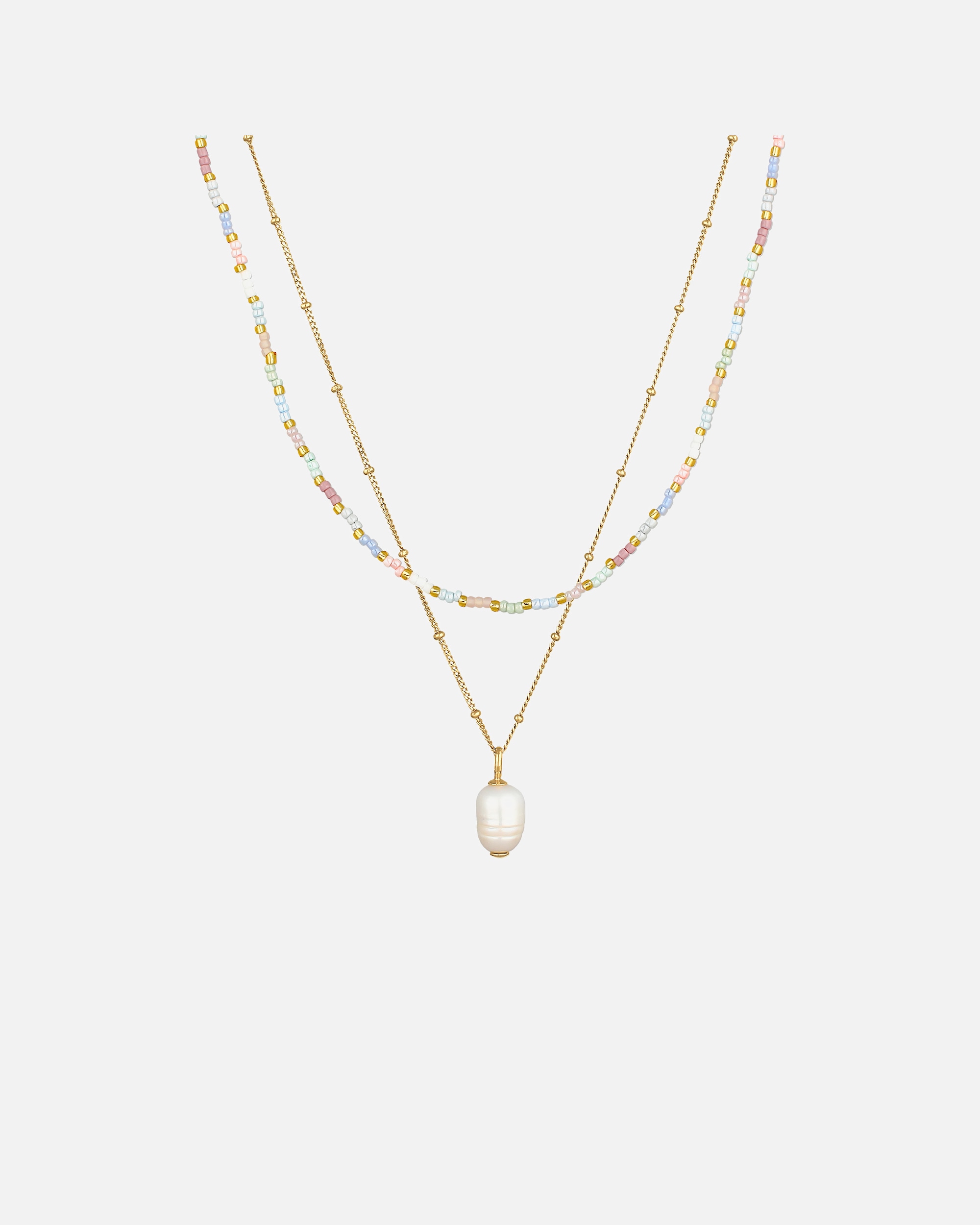 Collana di Femmina Elli le di Vetro Strati Barocco con le coltivata d'acqua dolce in Argento Sterling 925 goldfarben