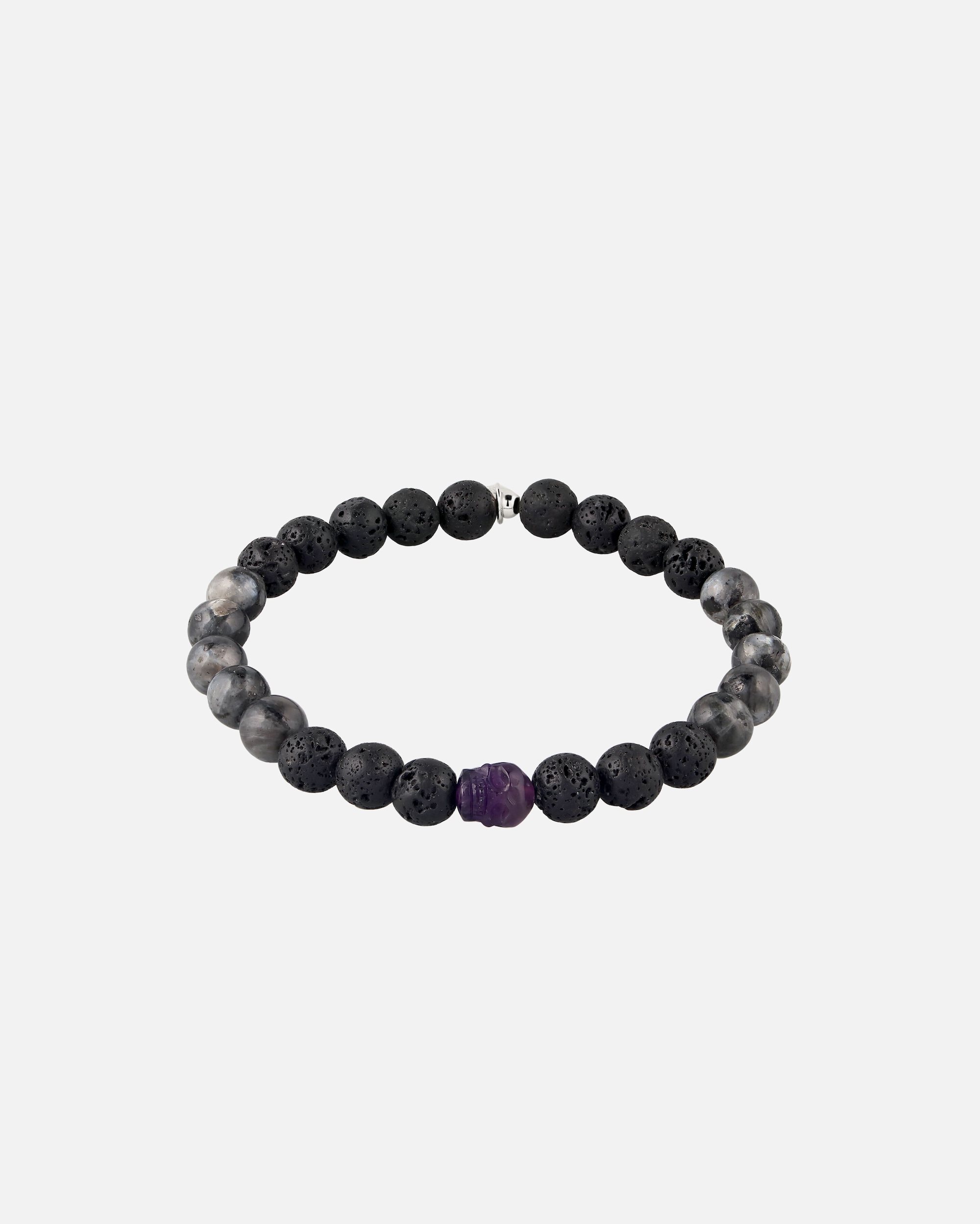 Braccialetto di Maschio KUZZOI Bracciale con Pietre Lavakite Nero 925 Sterling Silver 19