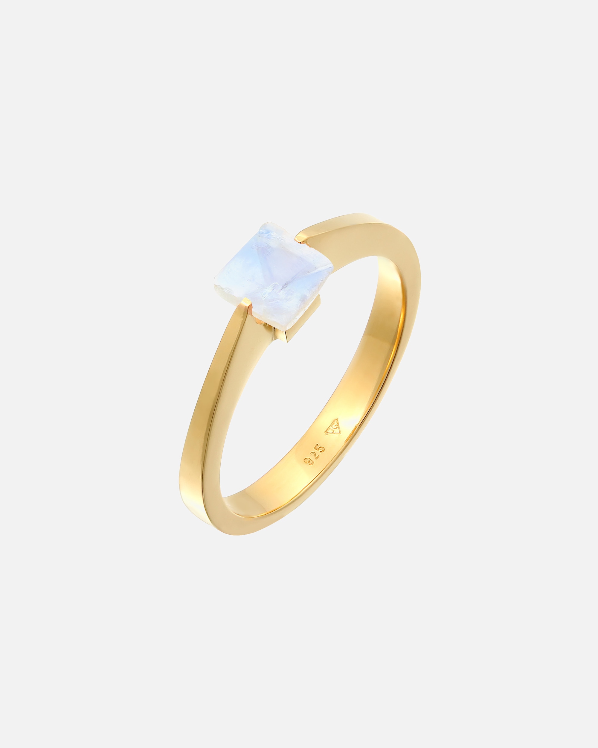 Anello di Femmina Elli PREMIUM Solitario con pietra preziosa quadrata di quarzo in argento sterling 925 placcato oro 64