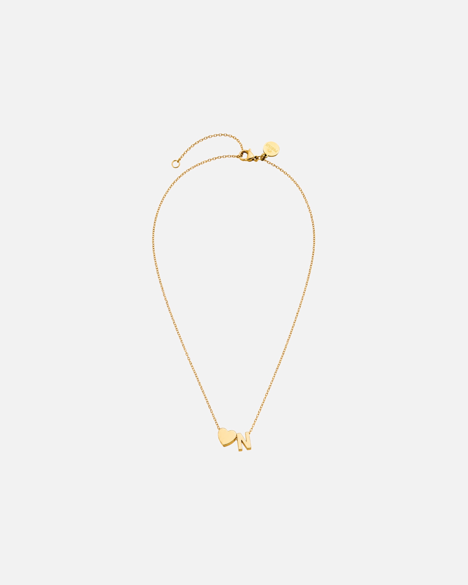Collana di Unisex Purelei Letter Heart N Collana 100% acciaio inossidabile Oro