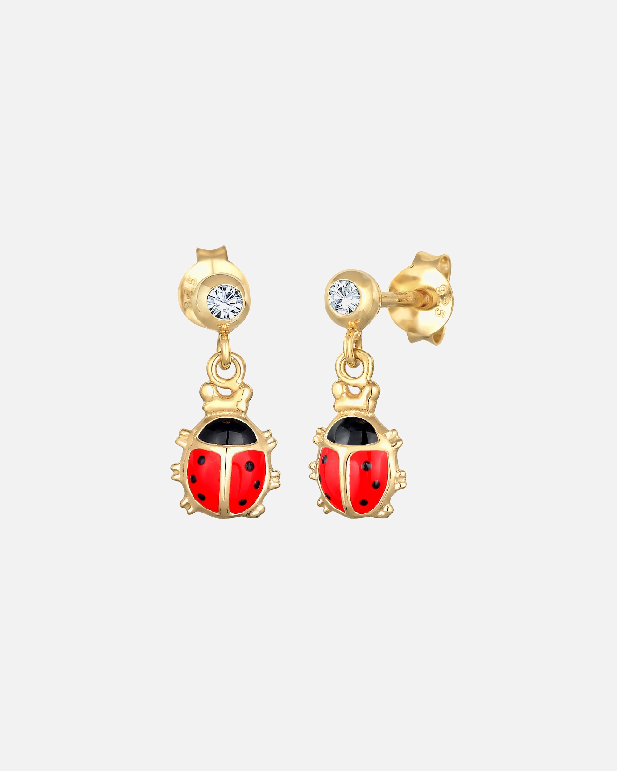 Orecchini di Femmina Elli Orecchini pendenti a forma di coccinella con cristalli in argento sterling 925 goldfarben