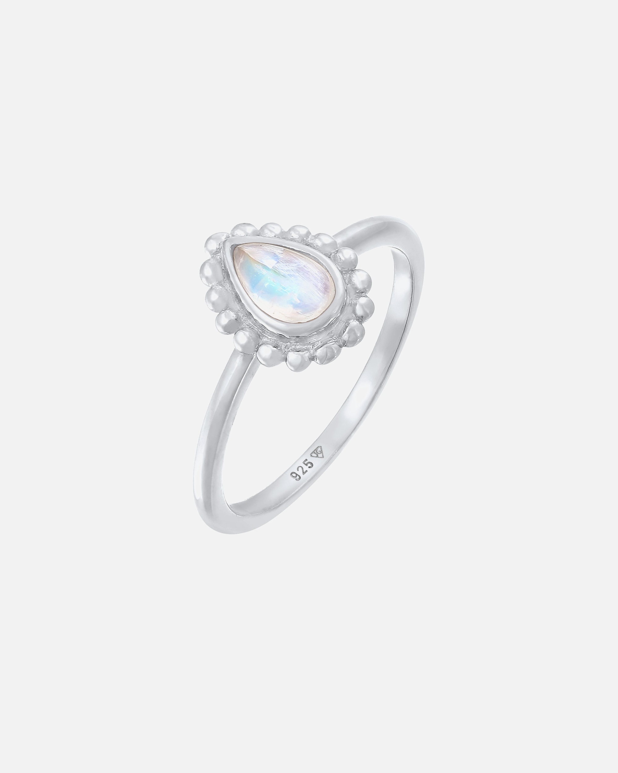 Anello di Femmina Elli Signore gocce palle con pietra di luna in argento sterling 925 54