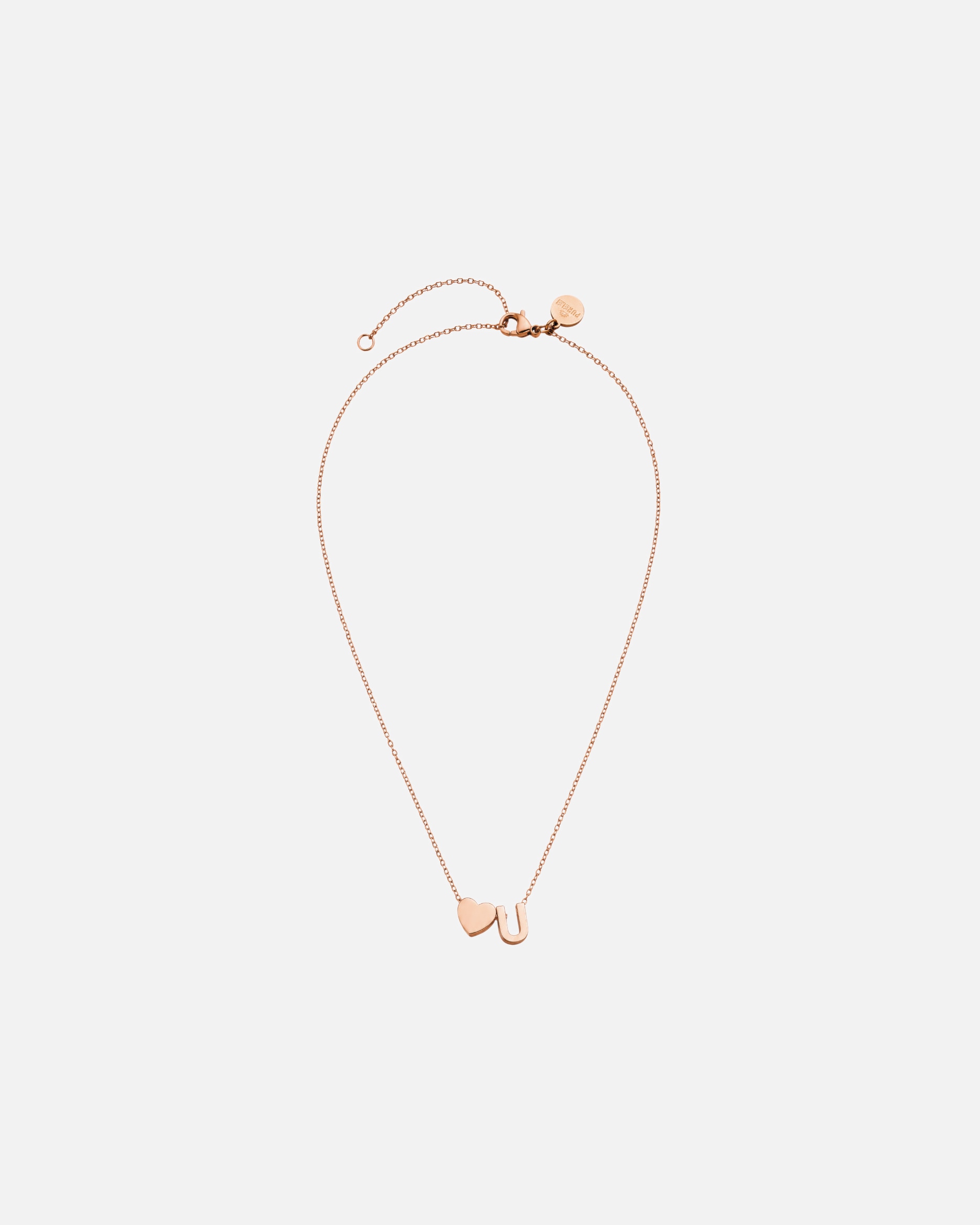 Collana di Unisex Purelei Letter Heart U Collana 100% acciaio inossidabile Oro rosa