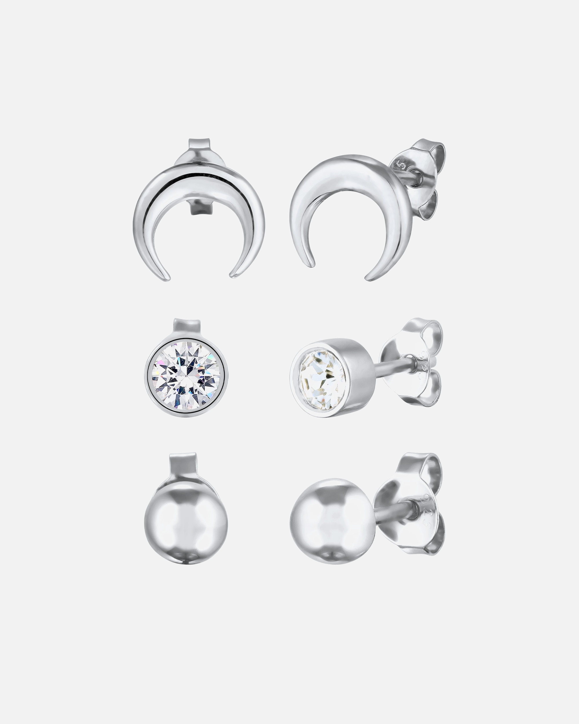 Orecchini di Femmina Elli Set orecchini luna Cristalli Vetro Bianco 925 Sterling Silver silberfarben