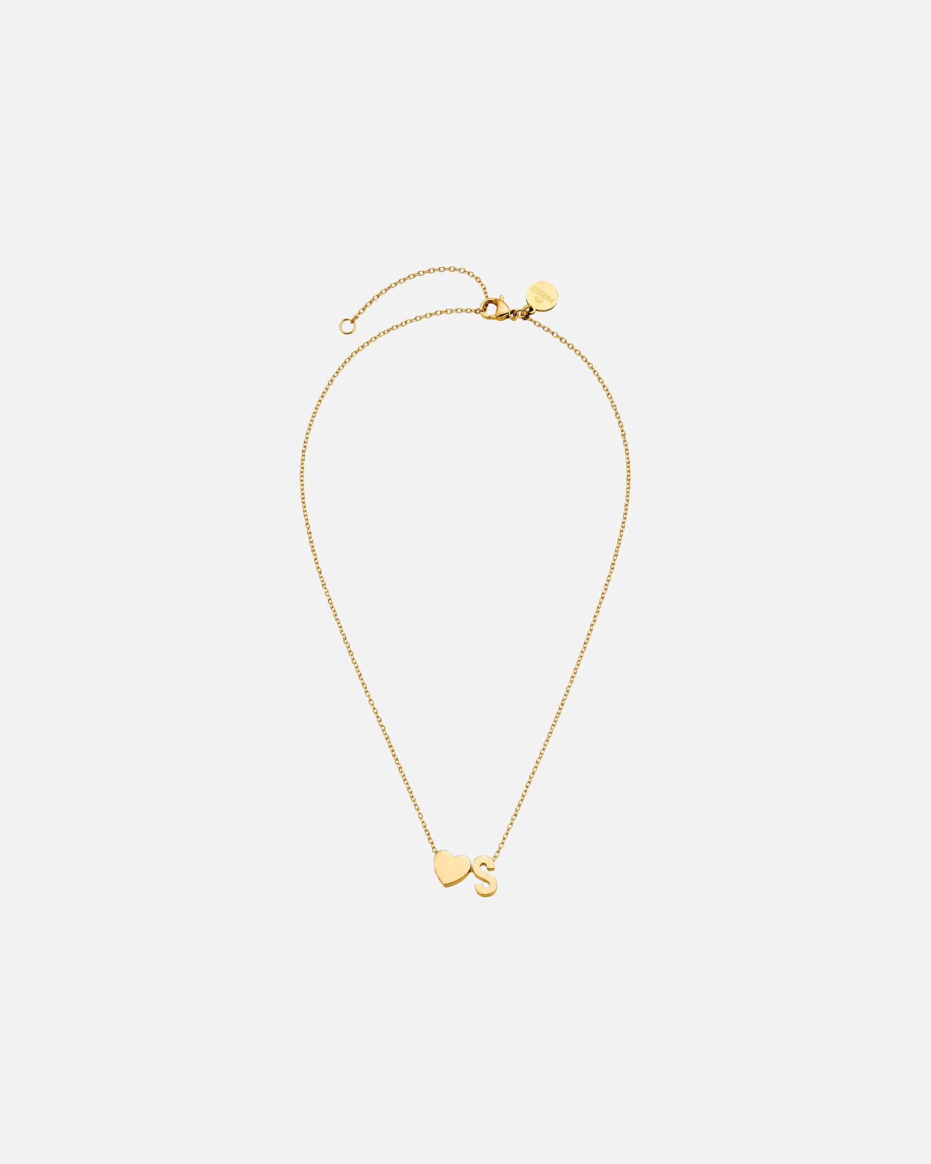 Collana di Unisex Purelei Letter Heart S Collana 100% acciaio inossidabile Oro