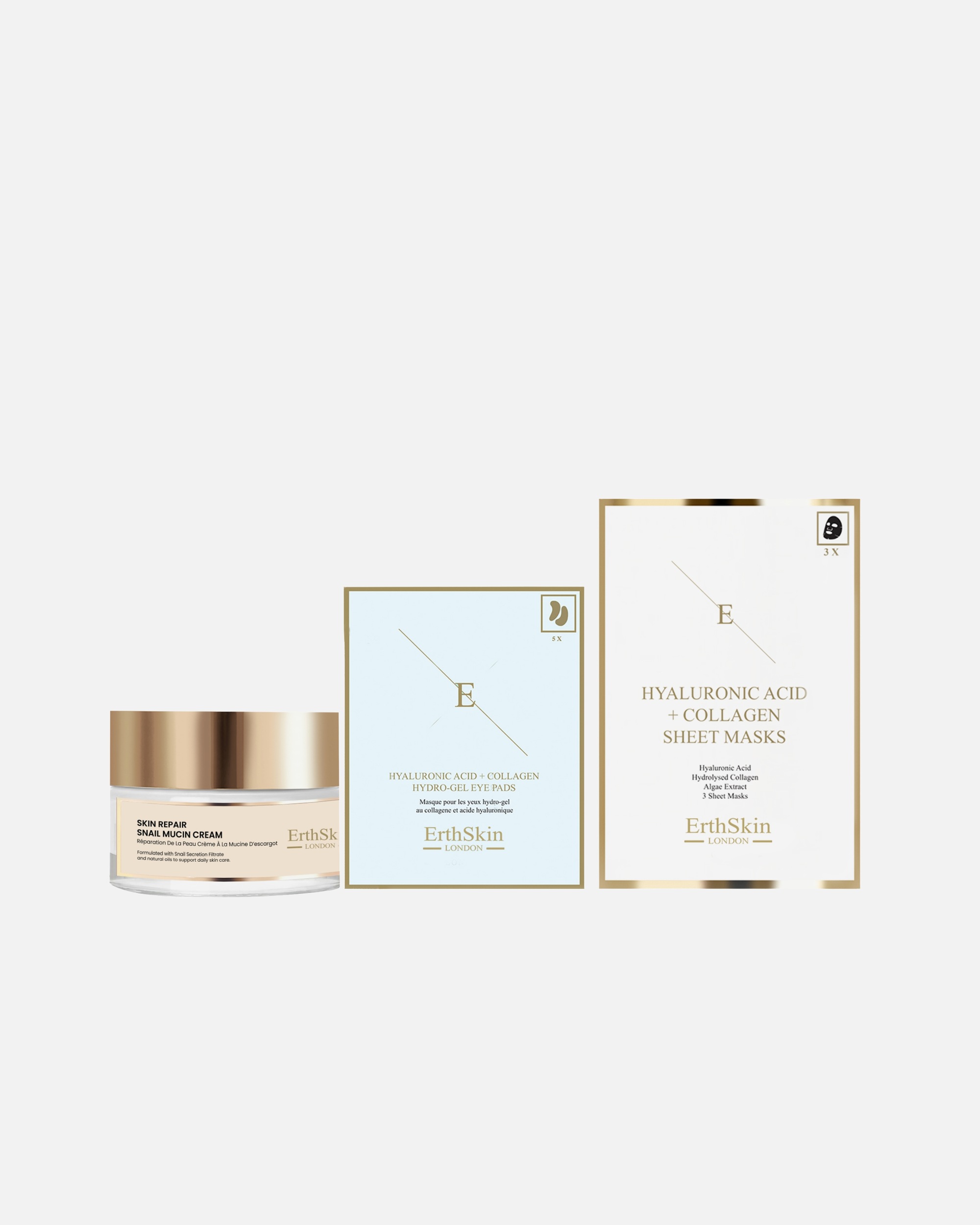 di Unisex ErthSkin London Set composto da crema riparatrice alla bava di lumaca, patch per il contorno occhi e maschera al collagene. 1 Stück