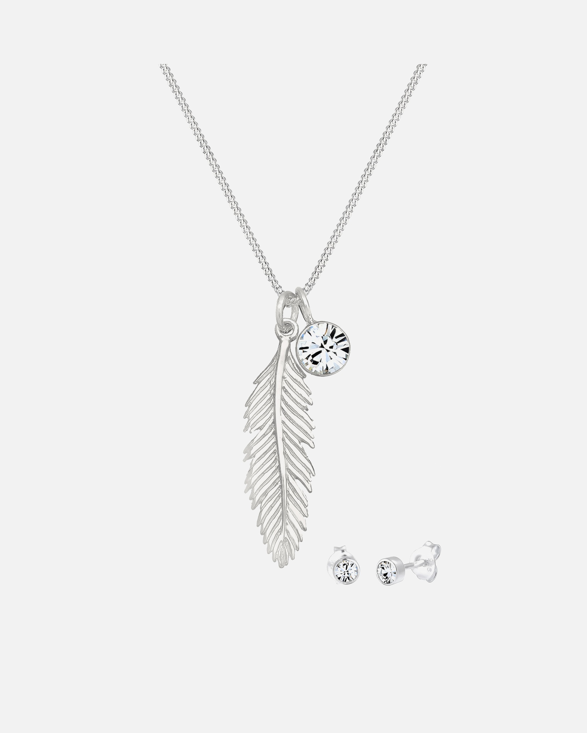 Set Gioielli di Femmina Elli Set con piuma Cristalli Vetro Bianco 925 Sterling Silver 55 cm