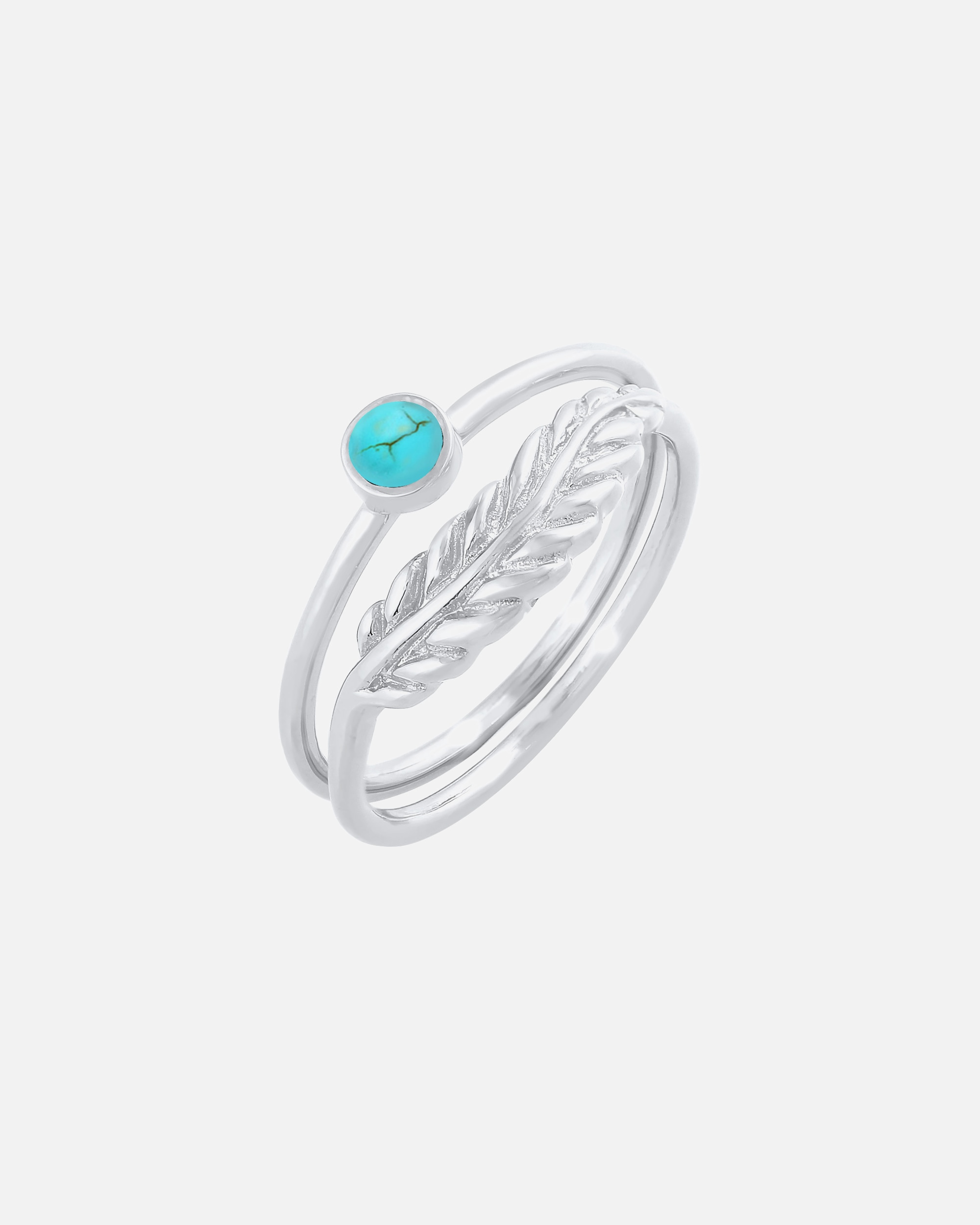 Anello di Femmina Elli Set Piuma Howlite Turchese Boho Tendenza estiva in argento sterling 925 56