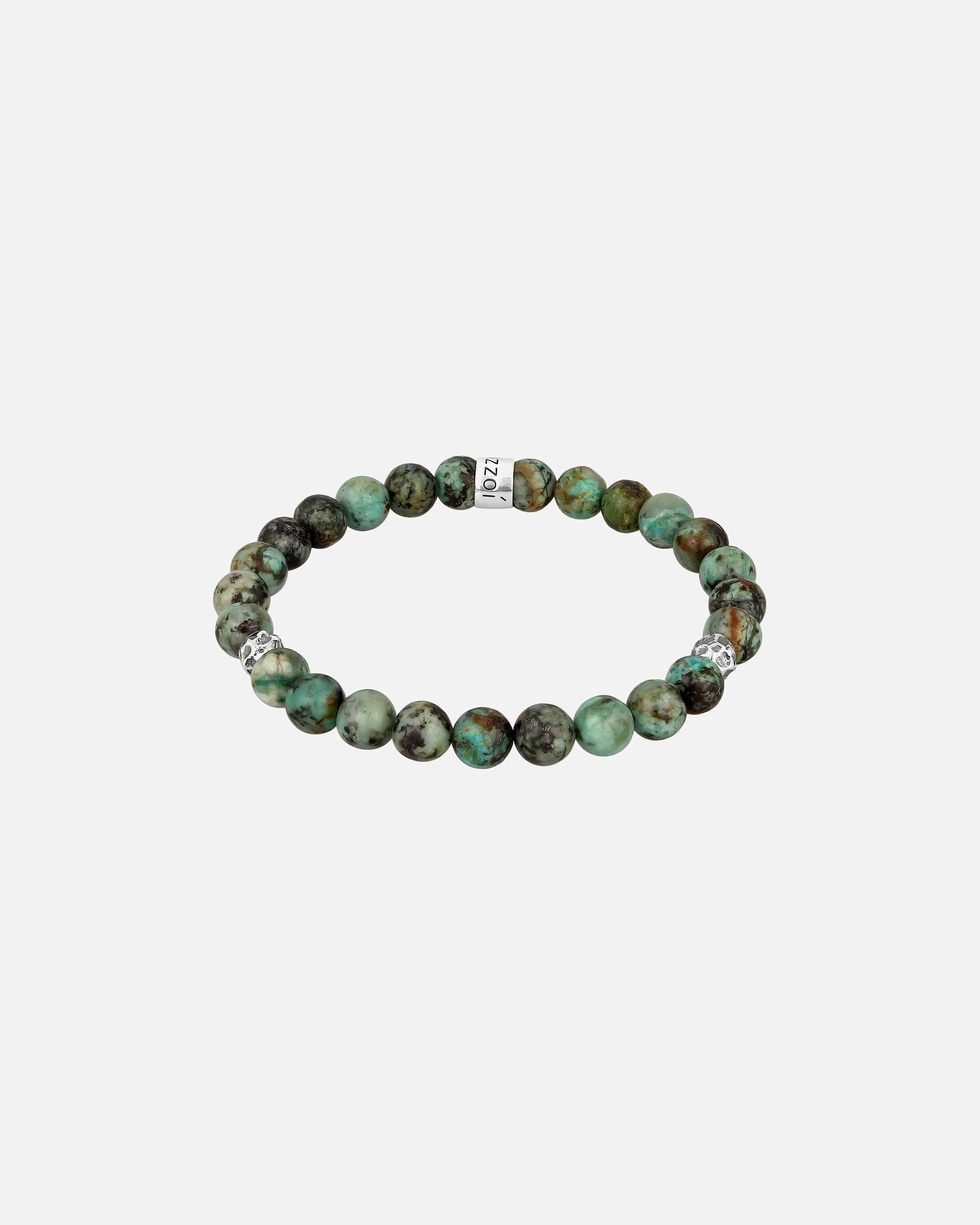 Braccialetto di Maschio KUZZOI Bracciale beads Turquoise Verde Marrone 925 Sterling Silver 21