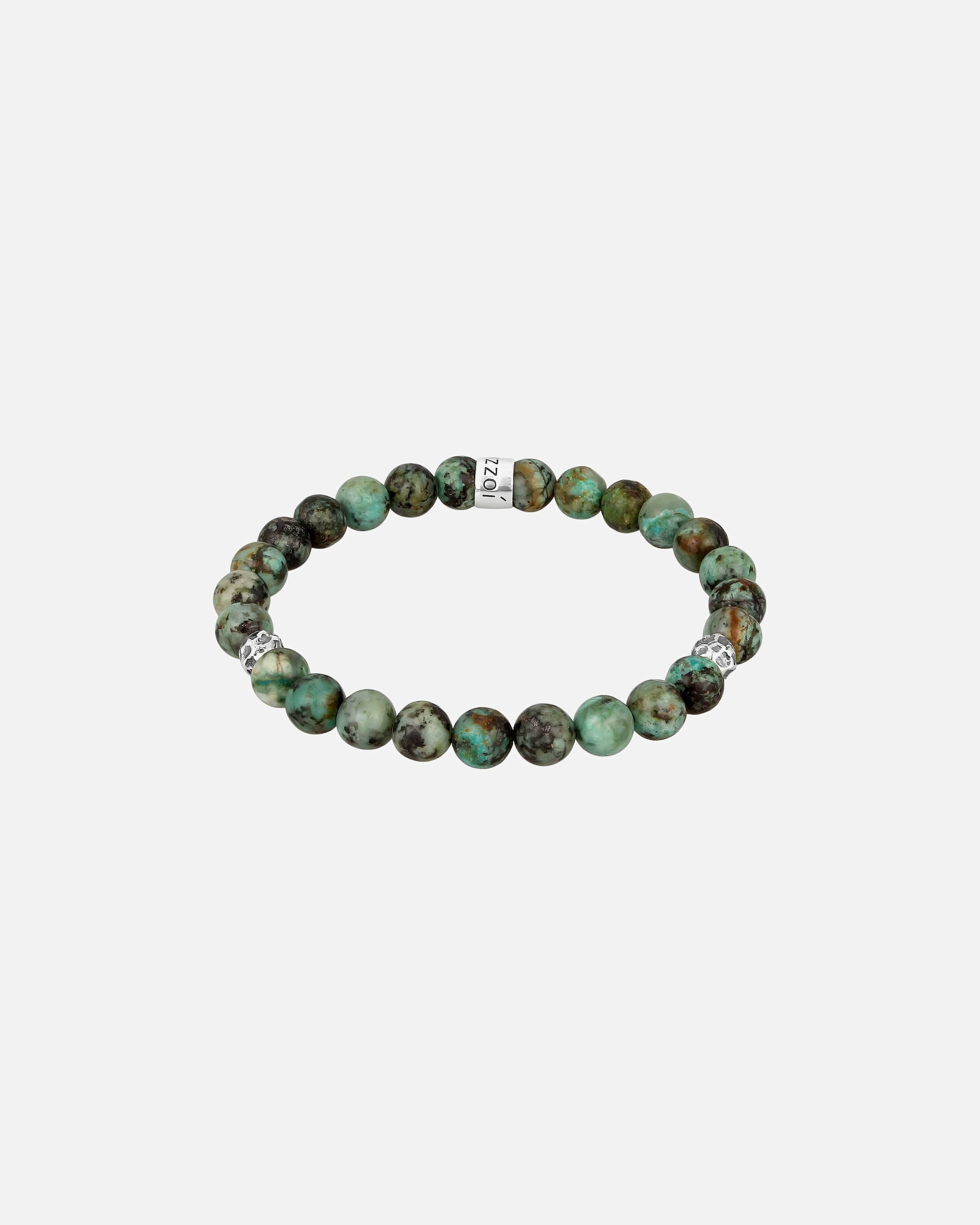 Braccialetto di Maschio KUZZOI Bracciale beads Turquoise Verde Marrone 925 Sterling Silver 19