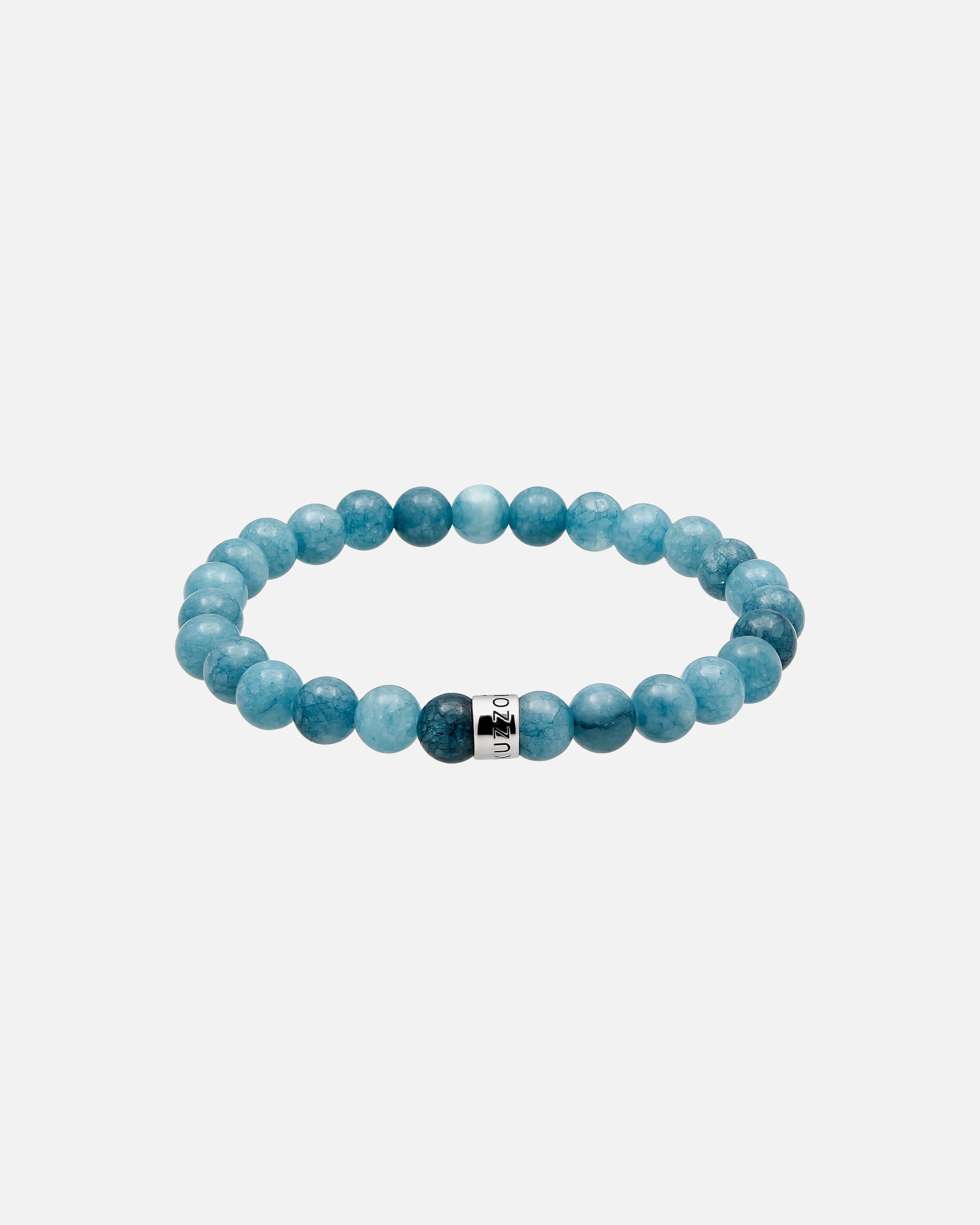 Braccialetto di Maschio KUZZOI Bracciale beads Agate Aquamarine 925 Sterling Silver 23
