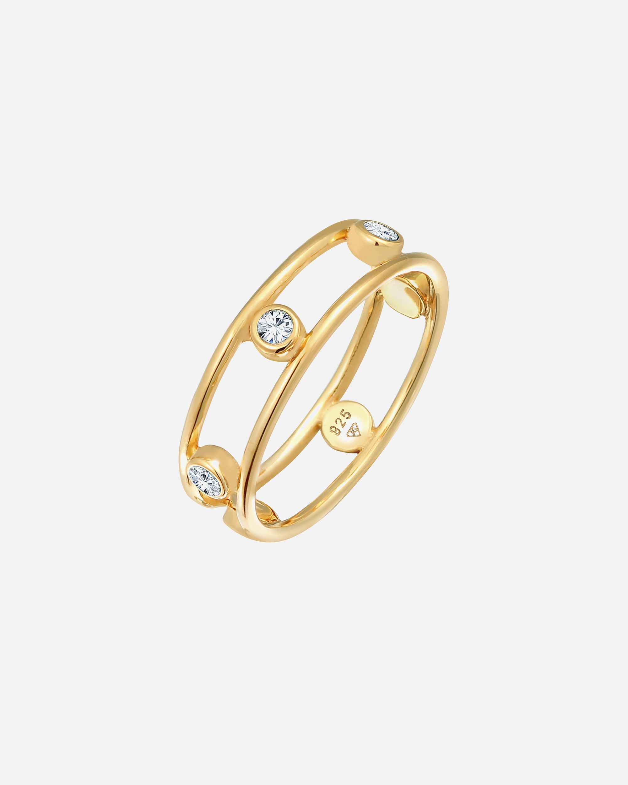 Anello di Femmina Elli Double Glamorous elegante con cristalli in argento sterling 925 58