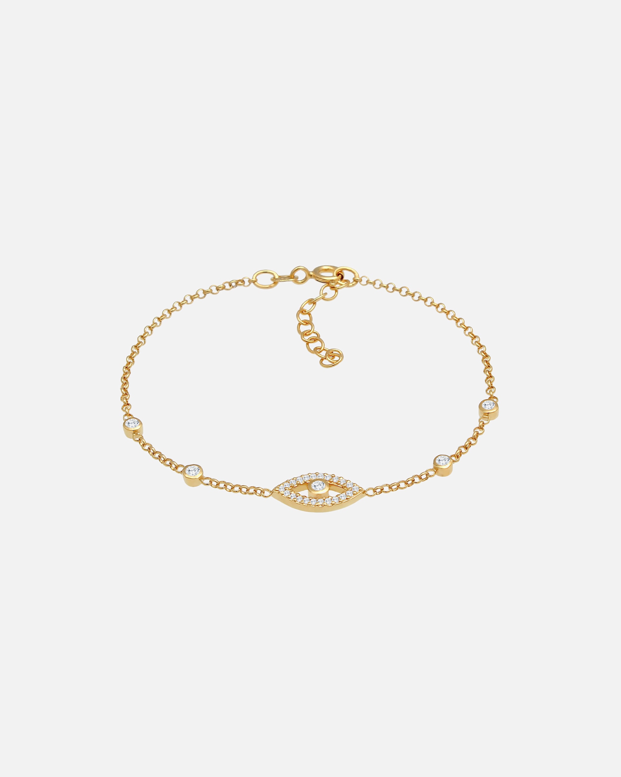 Braccialetto di Femmina Elli Evil Eye Trend regolabile con cristalli di zirconia in argento sterling 925 placcato oro 16