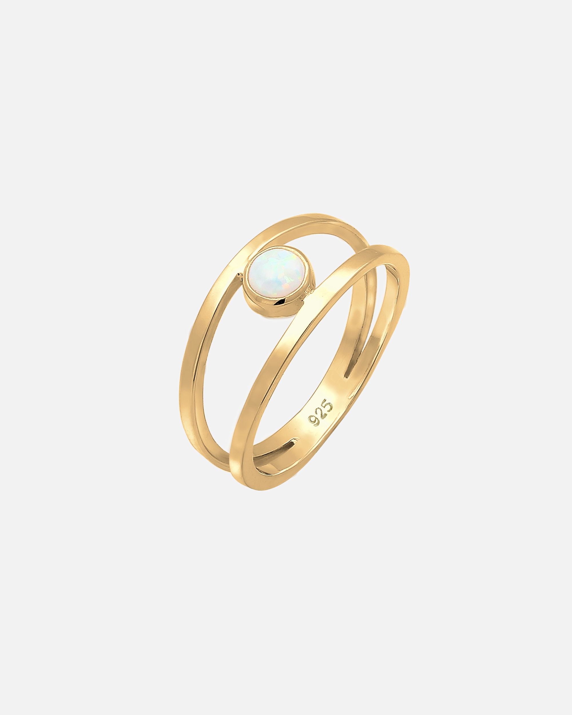 Anello di Femmina Elli Opale Sintetico a Doppio Petto in Argento Sterling 925 54