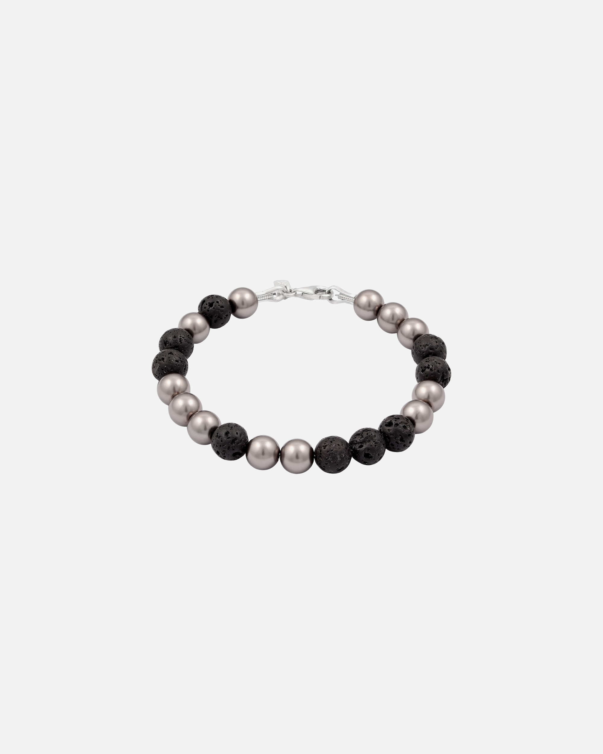 Braccialetto di Femmina KUZZOI Bracciale beads maschile Ball Lava Perla sintetica Grigio 925 Sterling Silver 19