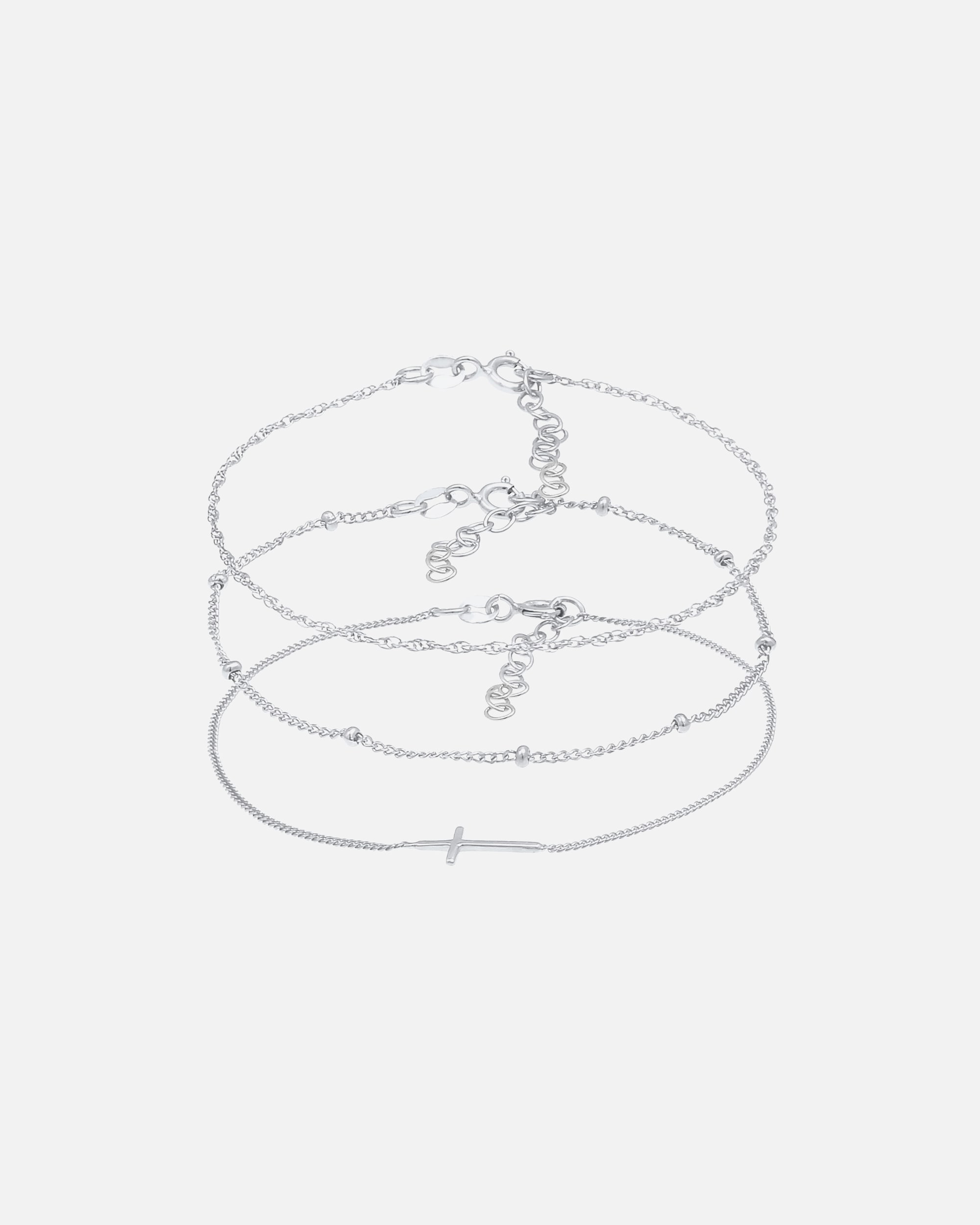 Braccialetto di Femmina Elli con design a croce a sfera ritorta Set di 3 in argento sterling 925 silberfarben