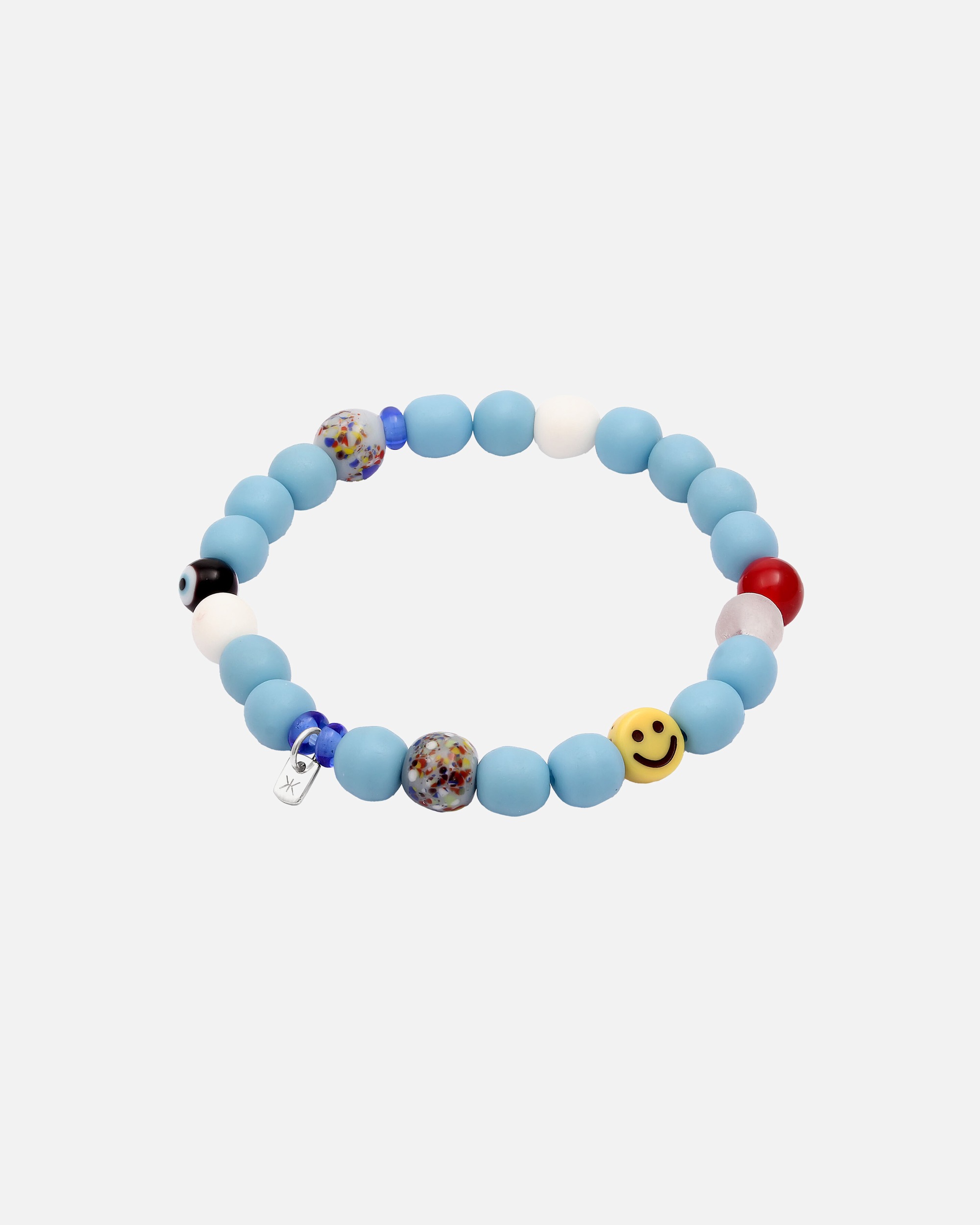 Braccialetto di Maschio KUZZOI Bracciale beads Faccia Vetro Azzurro 925 Sterling Silver 23