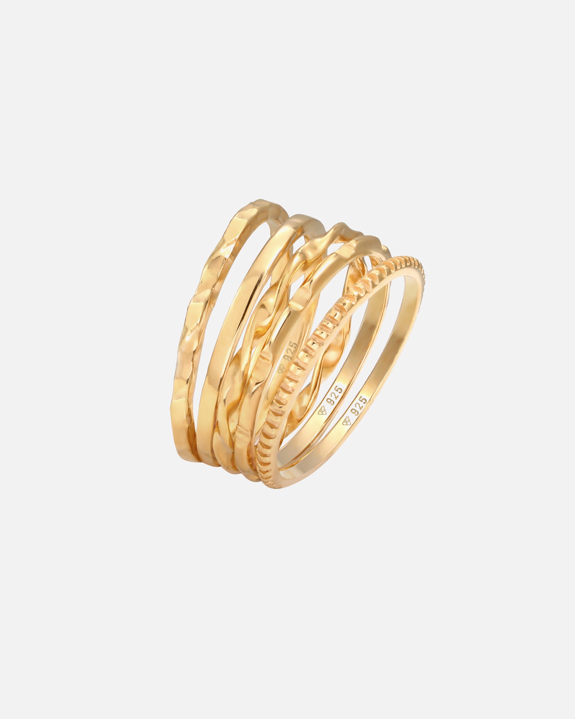 Anello di Femmina Elli Anello di impilamentos Set of 5 Basico Minimal Filigrano Trend in Argento Sterling 925 54