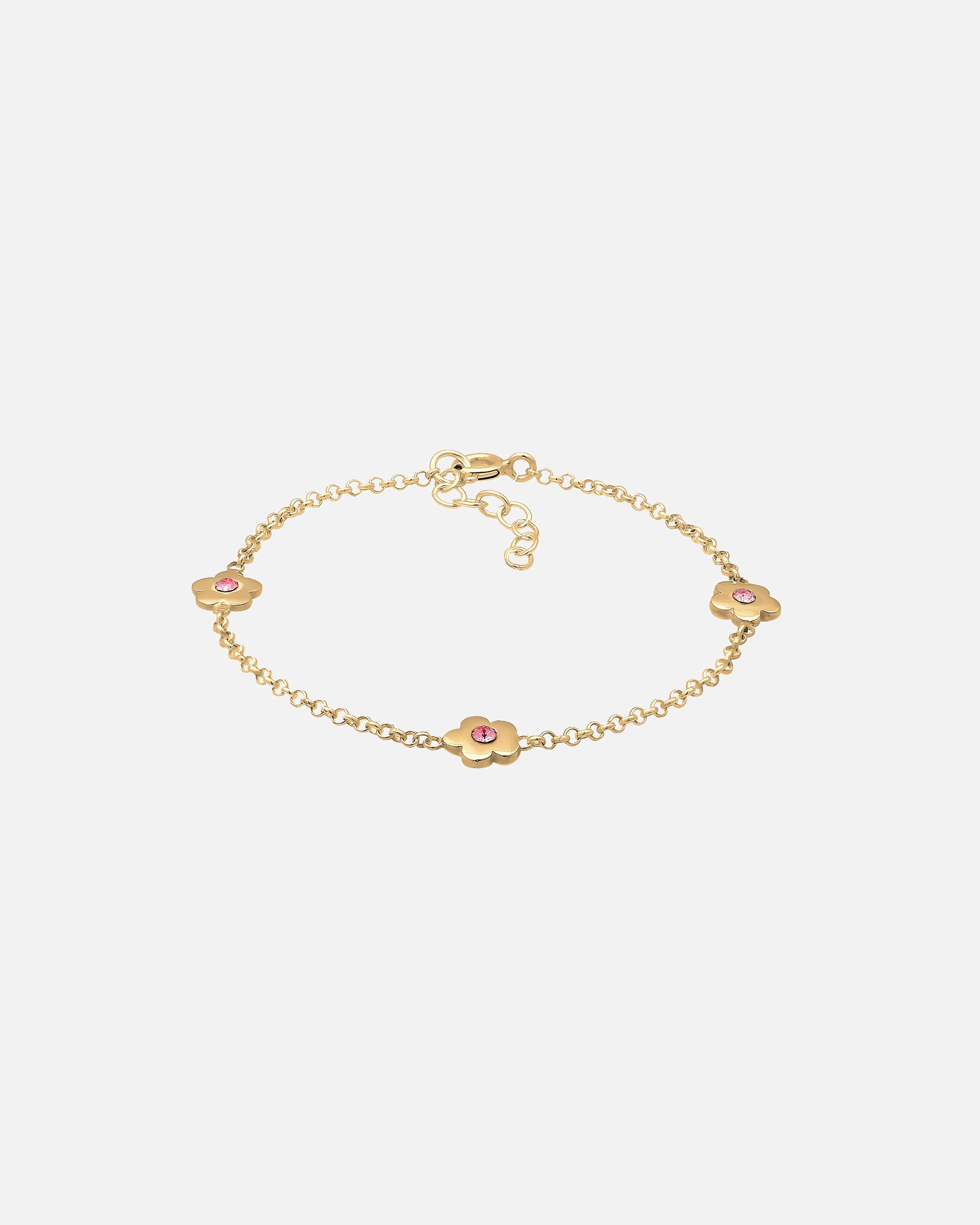 Braccialetto di Femmina Elli Fiori rosa giocosi con cristalli in Argento Sterling 925 goldfarben