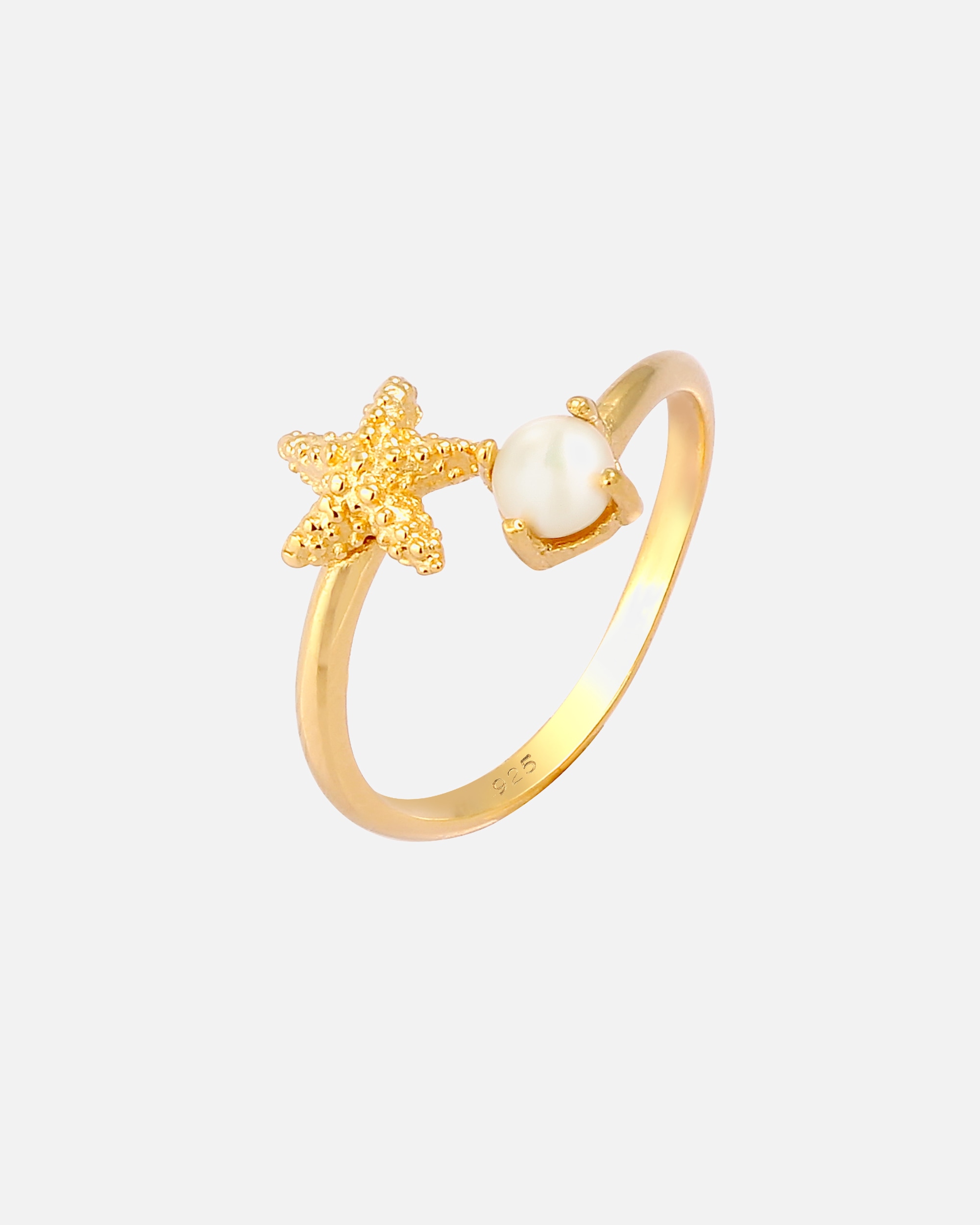 Anello di Femmina Elli Stella marina con perla scaramazza d’acqua dolce in Argento Sterling 925 dorato 54