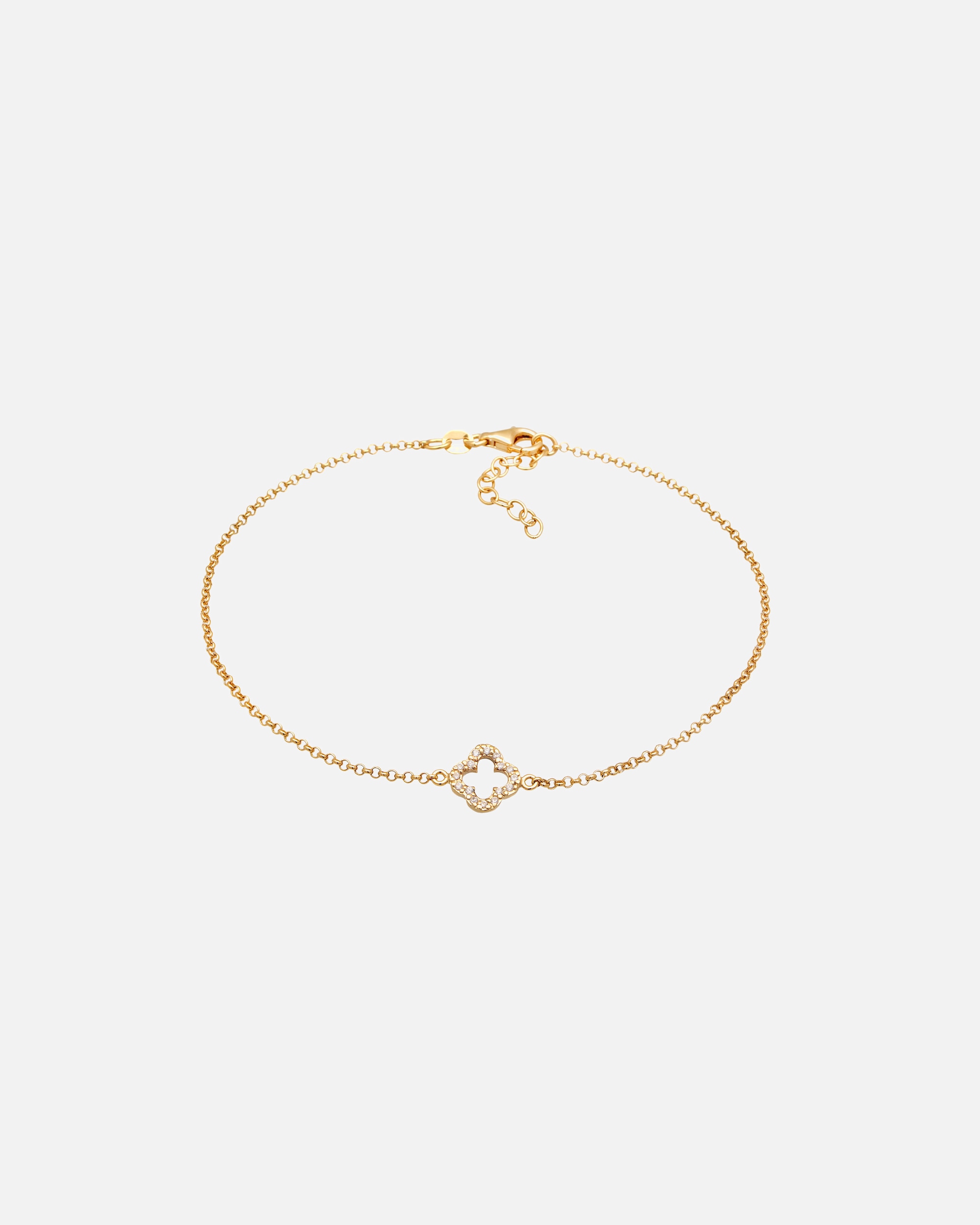 Giolello Piedi di Femmina Elli cavigliera trifoglio ciondolo portafortuna con zirconi in Argento Sterling 925 goldfarben
