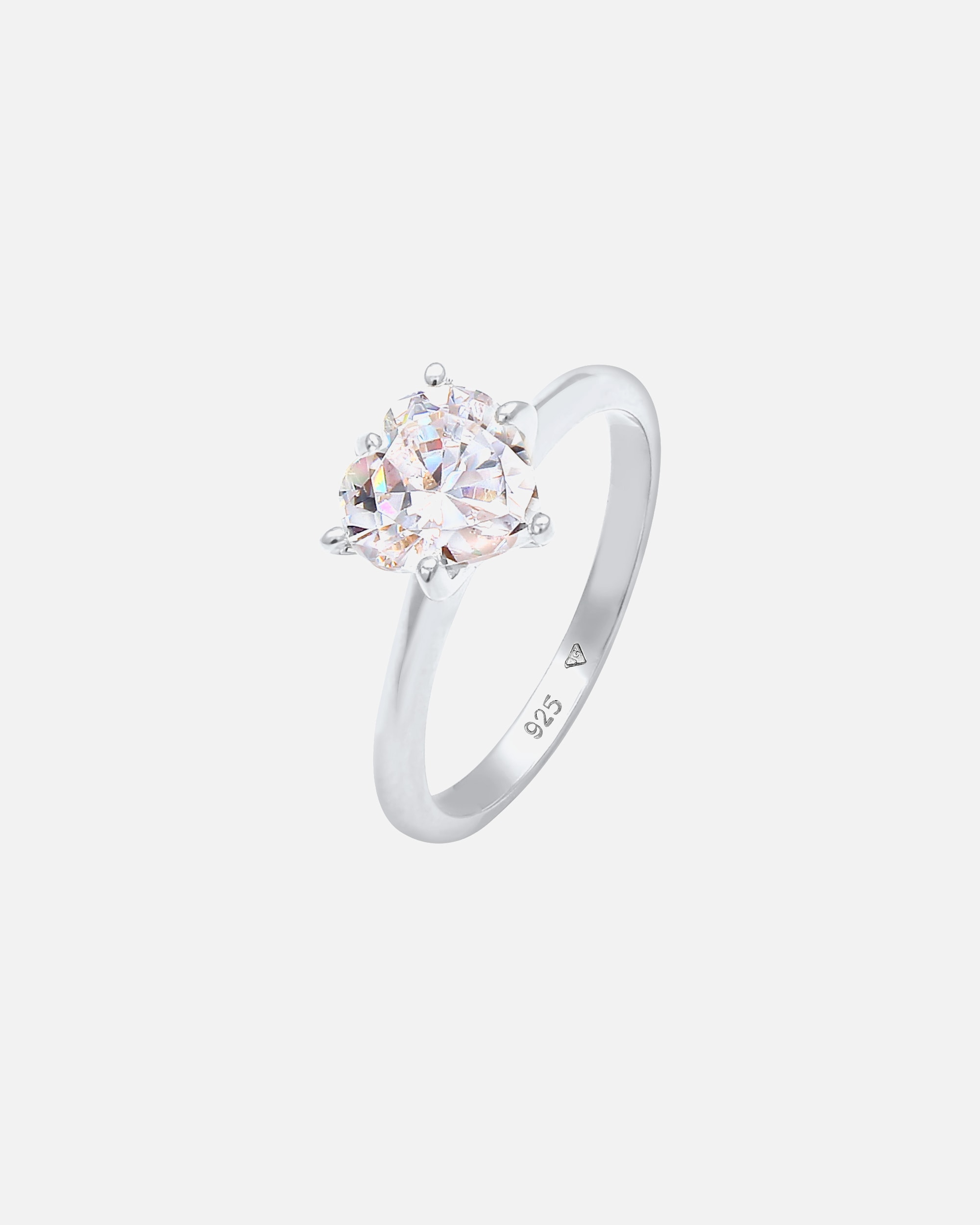 Anello di Femmina Elli Cuore Solitario Fidanzamento Amore con Cristallo di Zirconia in Argento Sterling 925 52