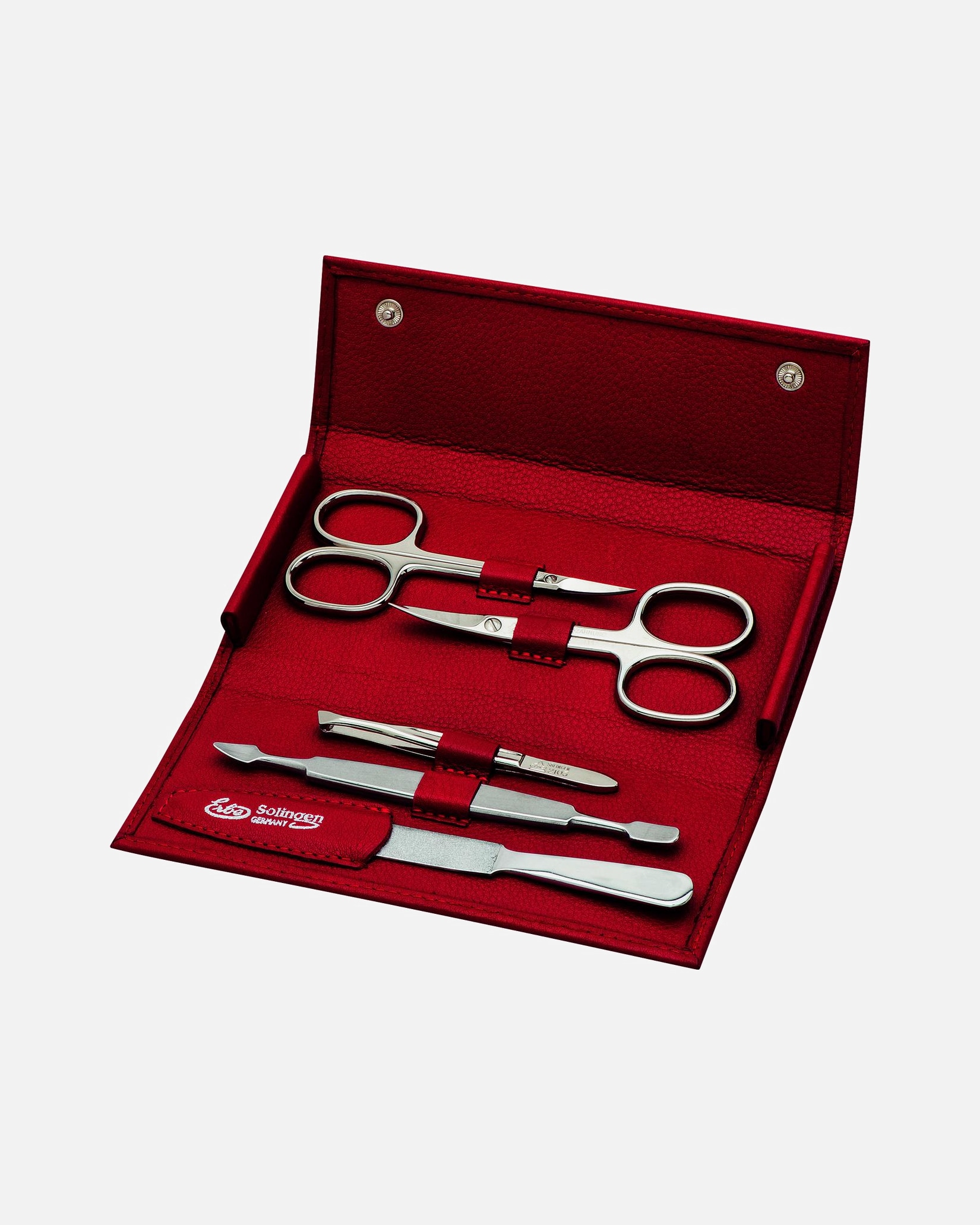 di Unisex ERBE Siena Set per manicure con chiusura a bottone a pressione della serie "Siena", nero, 5 pezzi. Rot