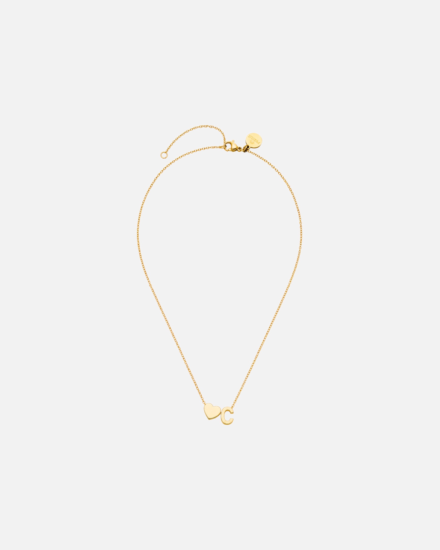 Collana di Unisex Purelei Letter Heart C Collana 100% acciaio inossidabile Oro