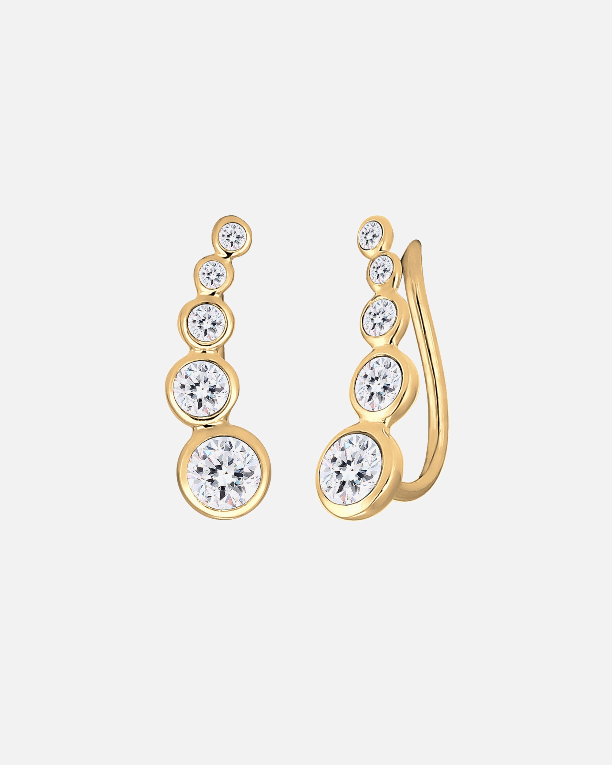 Orecchini di Femmina Elli Clip per orecchio Geo con cristalli in Argento Sterling 925 goldfarben