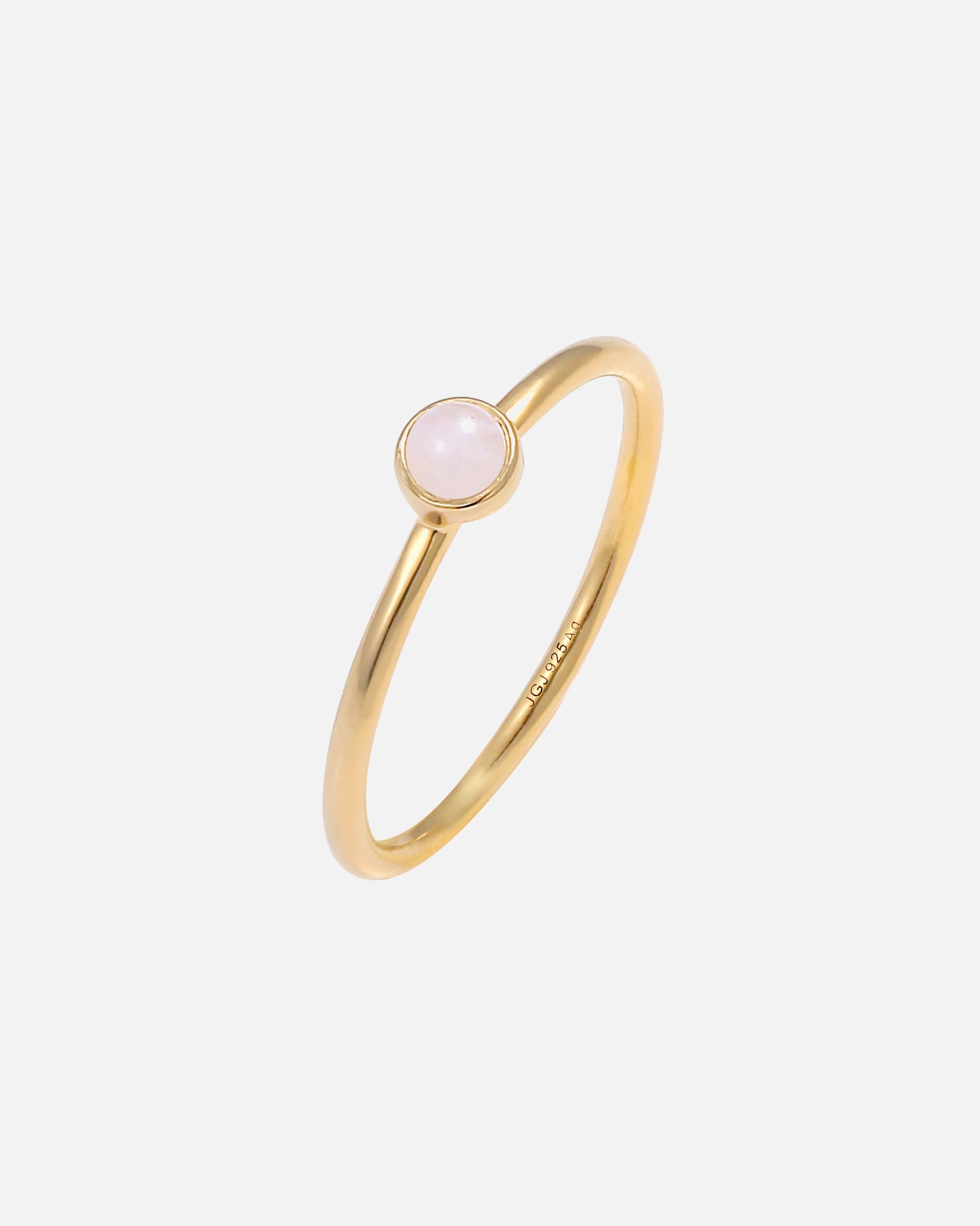 Anello di Femmina Elli Pila di Base Minimale con Quarzo Rosa in Argento Sterling 925 Placcato Oro 54