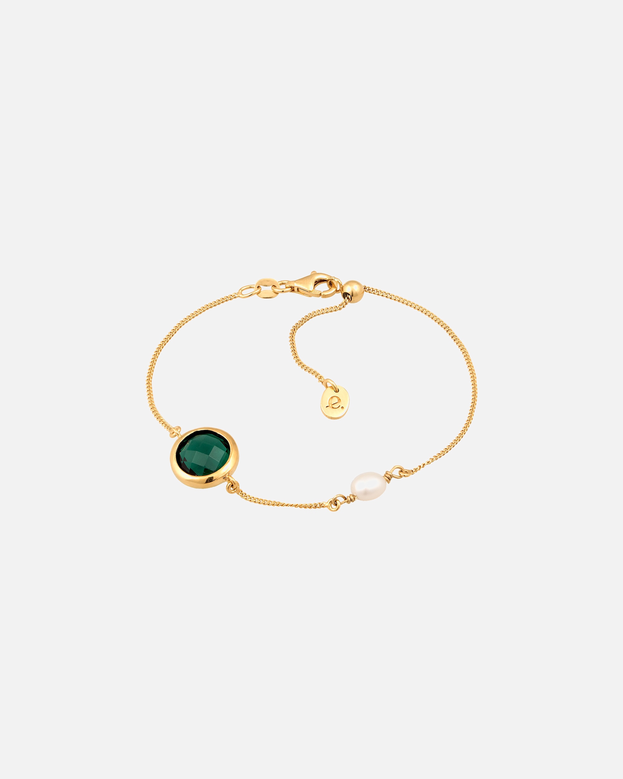 Braccialetto di Femmina Elli PREMIUM Bracciale con perle Quarzo Verde 925 Sterling Silver goldfarben