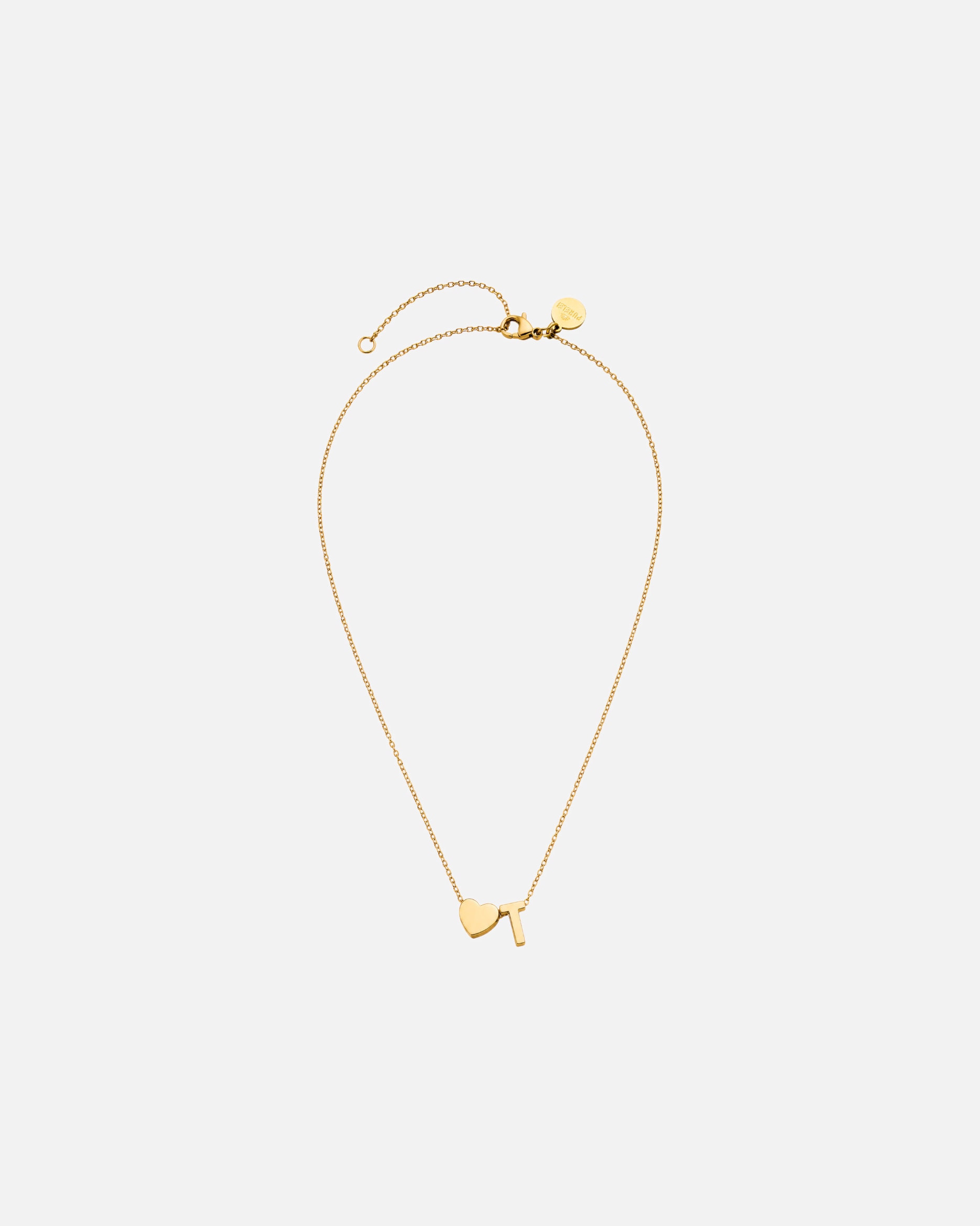 Collana di Unisex Purelei Letter Heart T Collana 100% acciaio inossidabile Oro