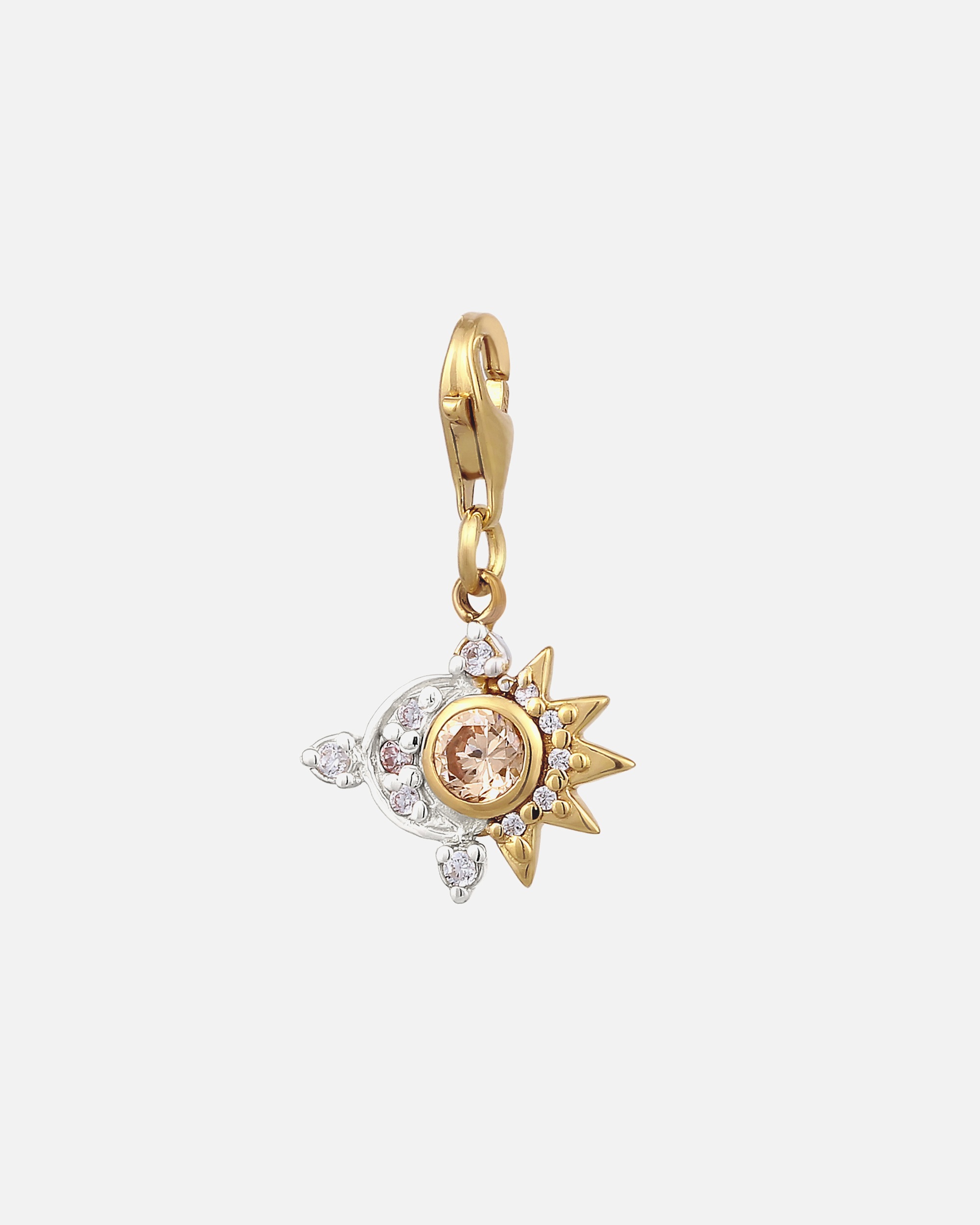 Pendente di Femmina Elli Charm con pietra Sole Zirconia Oro Zirconia Taglio Diamante (0.13ct) 925 Sterling Silver Gold-plated Bicolore