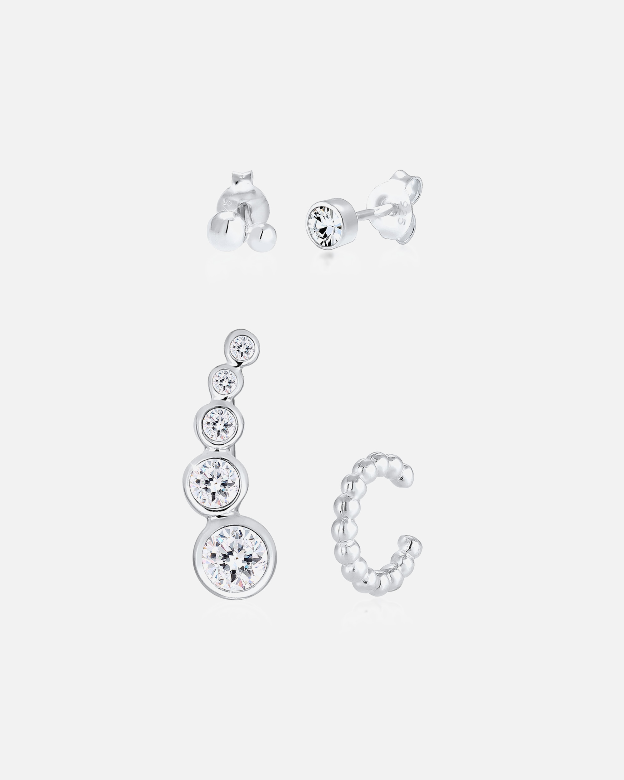 Orecchini di Femmina Elli Earcuff Ear Climber in Argento Sterling 925 con Cristalli silberfarben