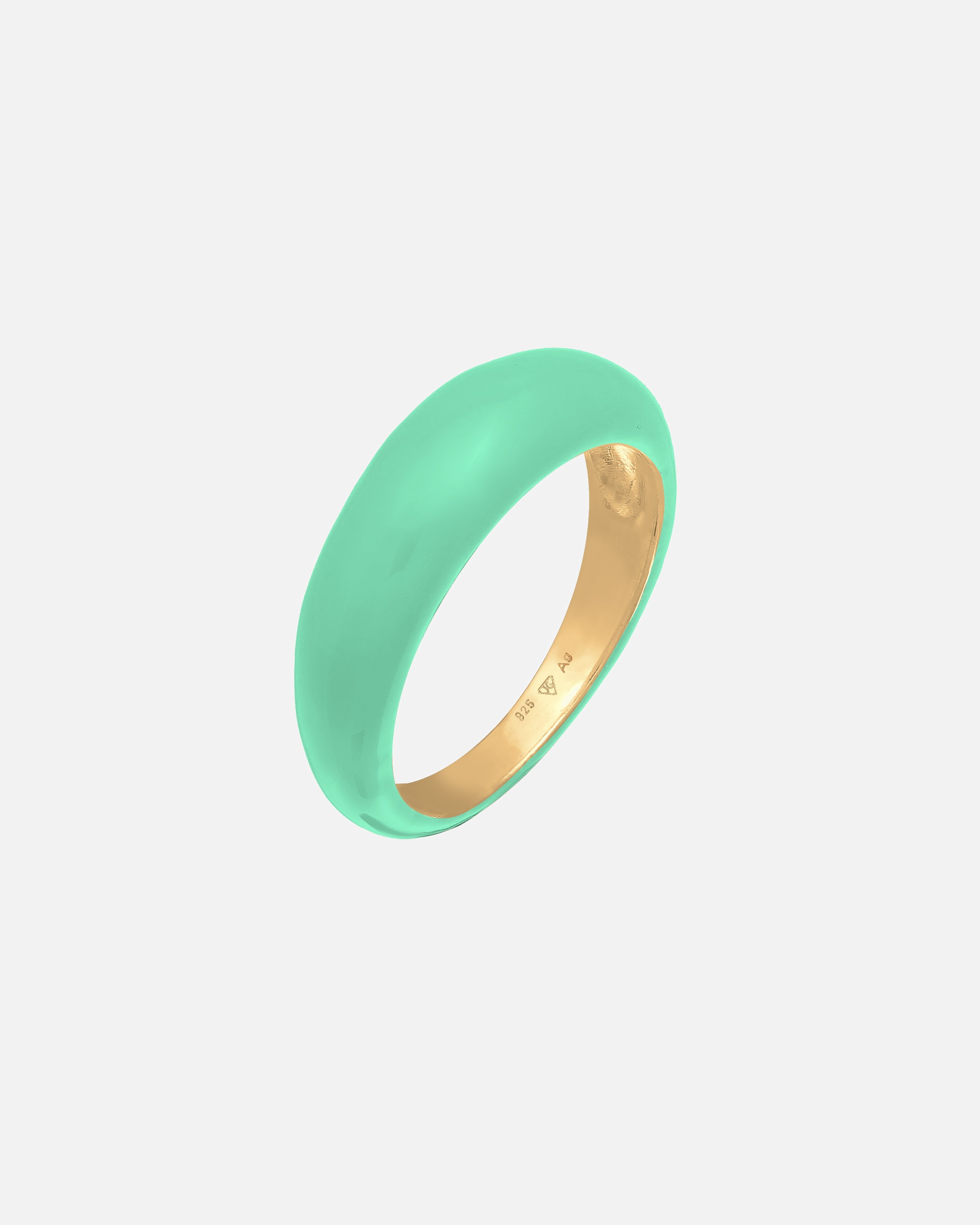 Anello di Femmina Elli Banda Pila con Smalto Arancio in Argento Sterling 925 Placcato Oro 58