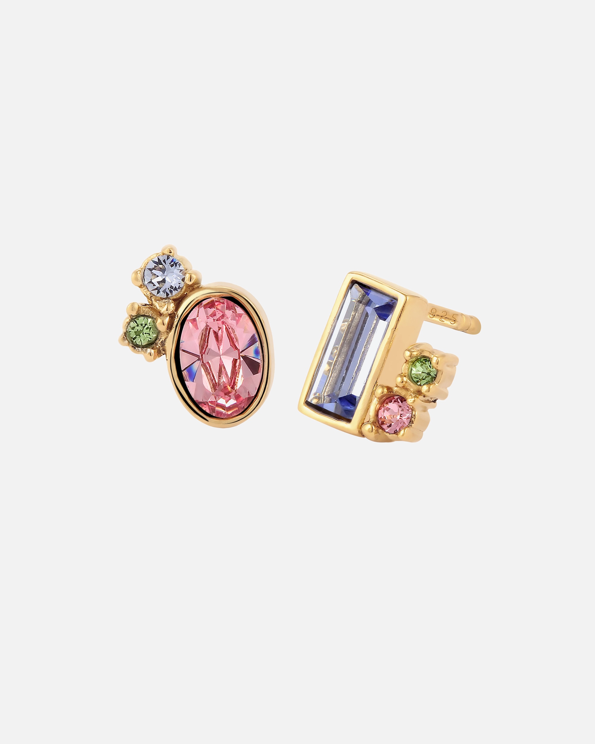 Orecchini di Femmina Elli Orecchino con pietra Cristalli Vetro Rosa Blu 925 Sterling Silver goldfarben
