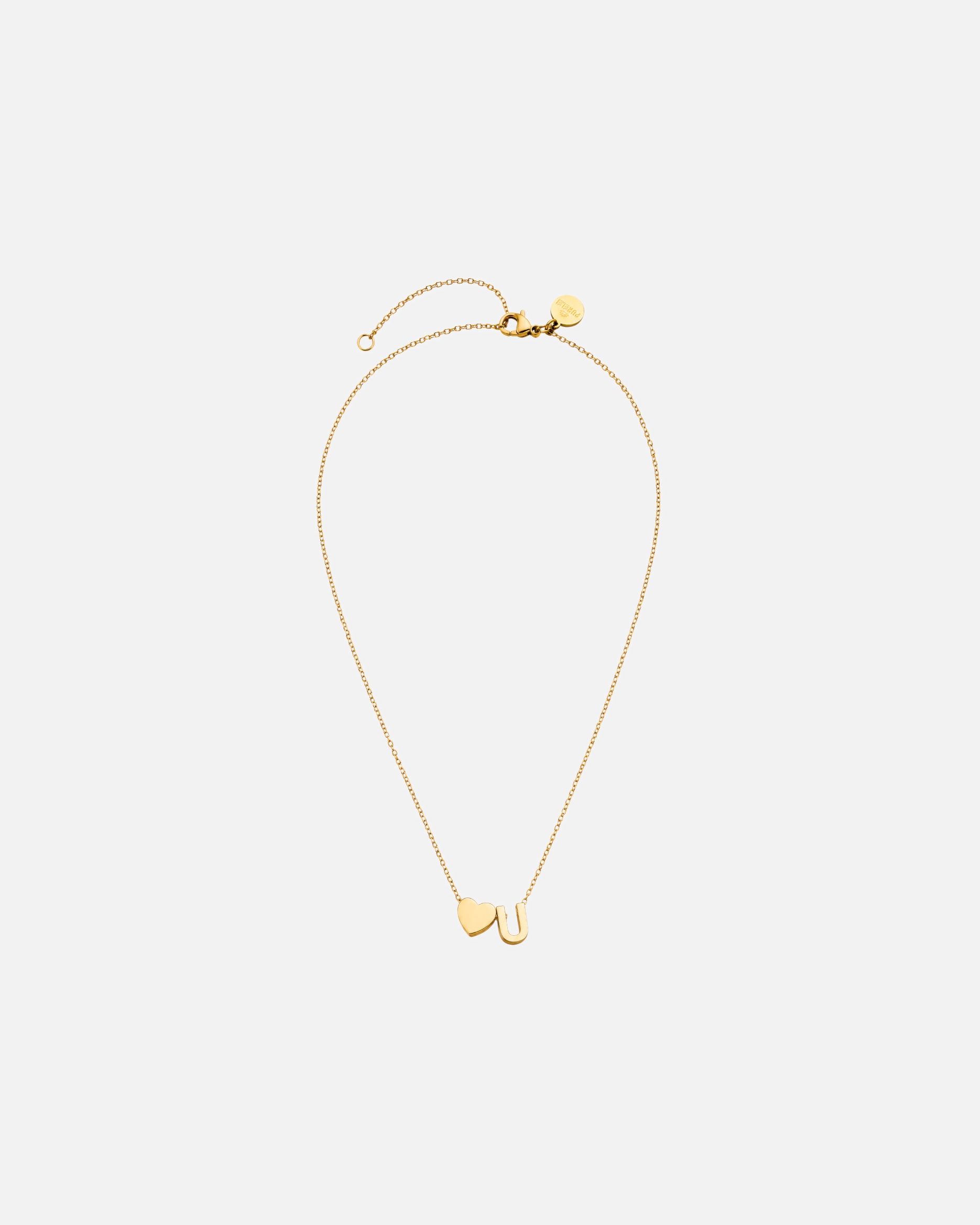 Collana di Unisex Purelei Letter Heart U Collana 100% acciaio inossidabile Oro