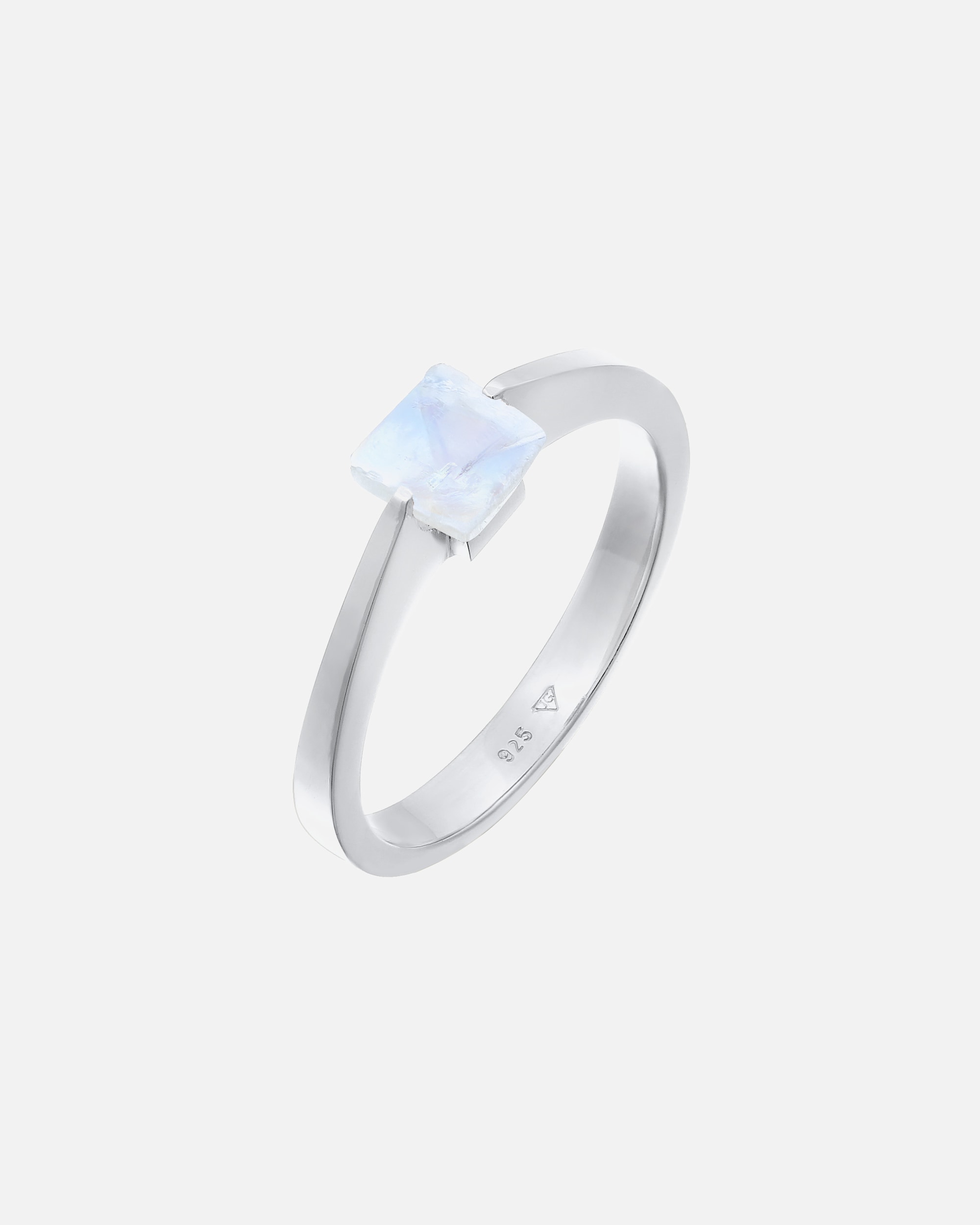 Anello di Femmina Elli PREMIUM Solitario con pietra preziosa quadrata di quarzo in argento sterling 925 placcato oro 56
