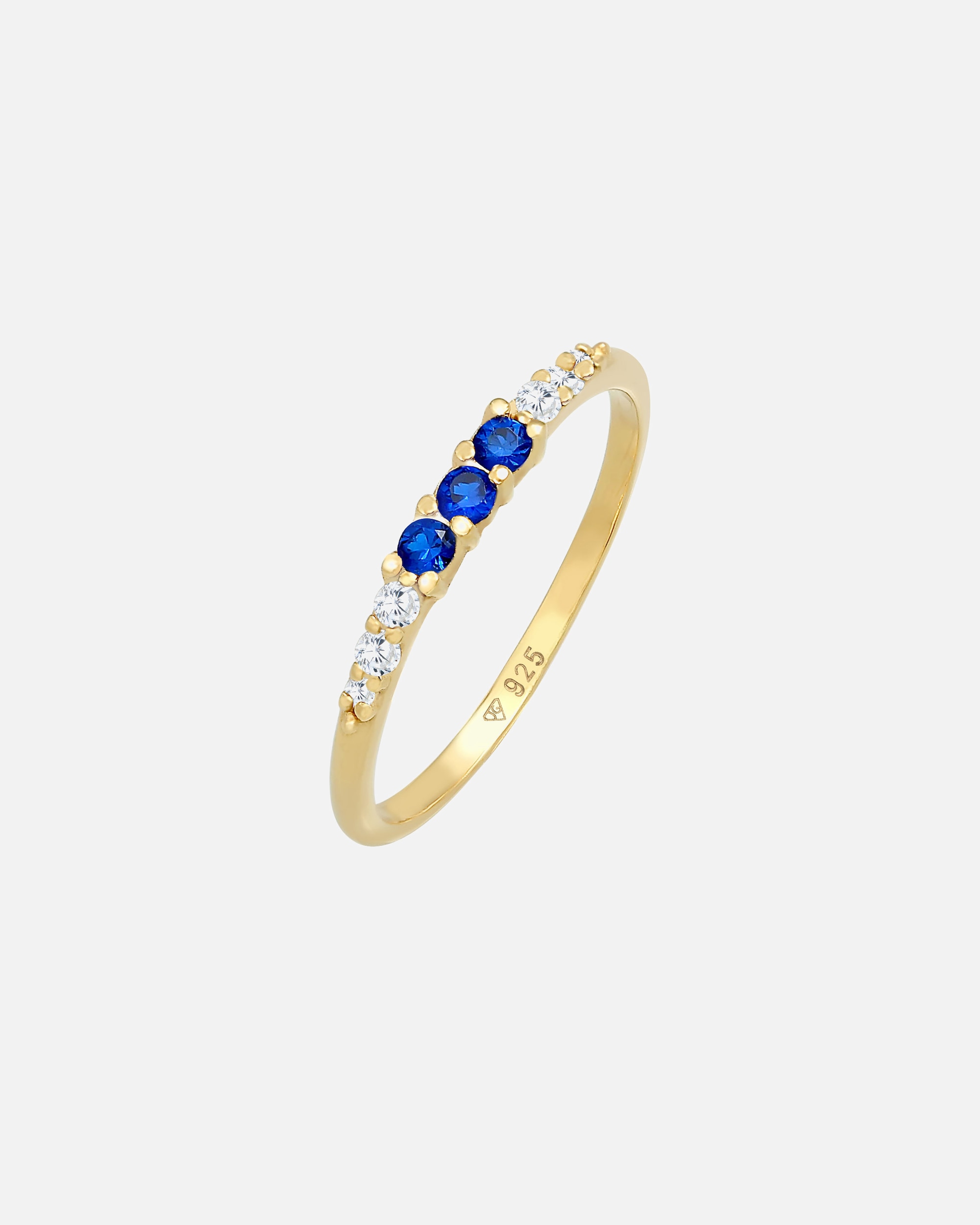 Anello di Femmina Elli Anello elegante con cristalli di zirconia e zaffiro sintetico in argento sterling 925 placcato oro 52