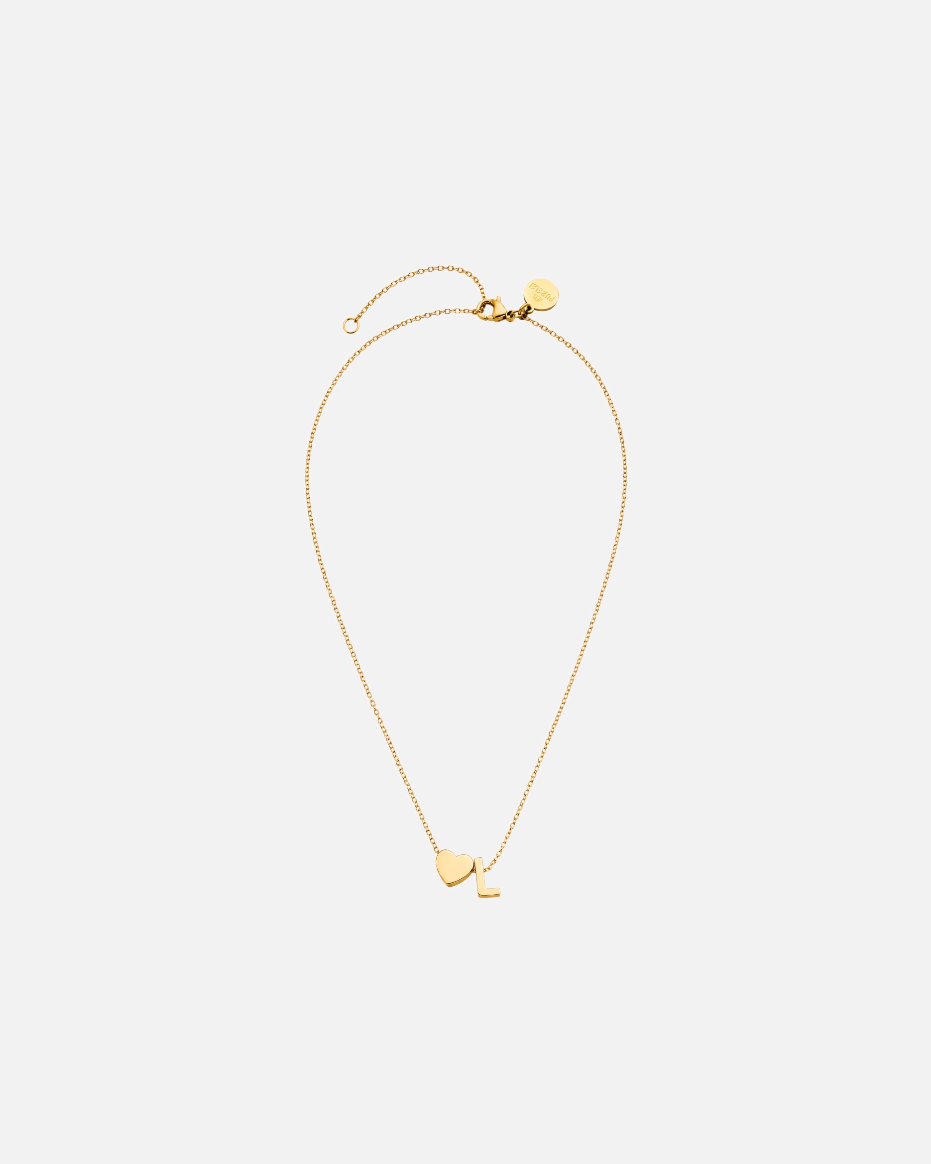 Collana di Unisex Purelei Letter Heart L Collana 100% acciaio inossidabile Oro