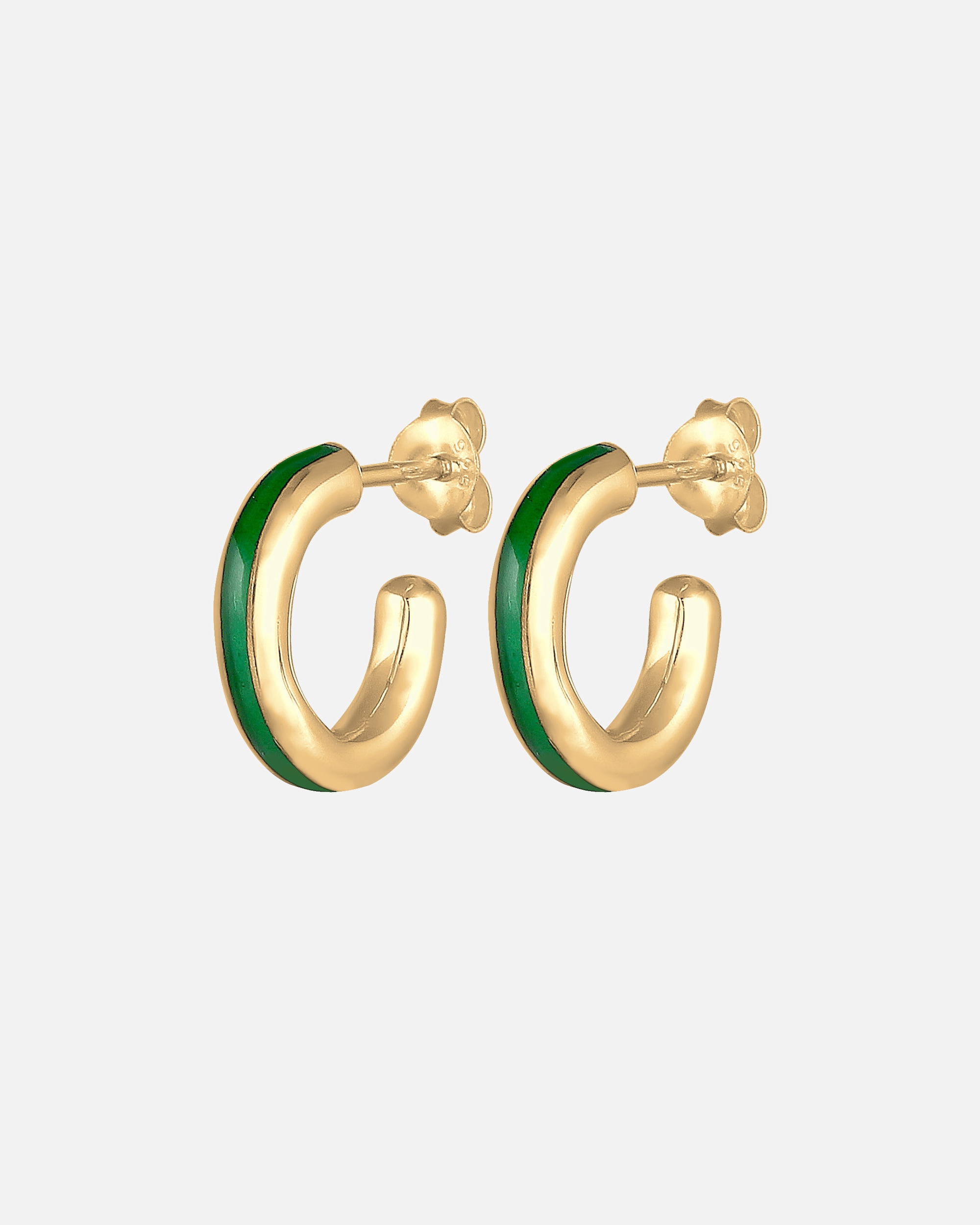 Orecchini a Cerchio di Femmina Elli Creolo Nobile Antico con Smalto Verde in argento sterling 925 goldfarben